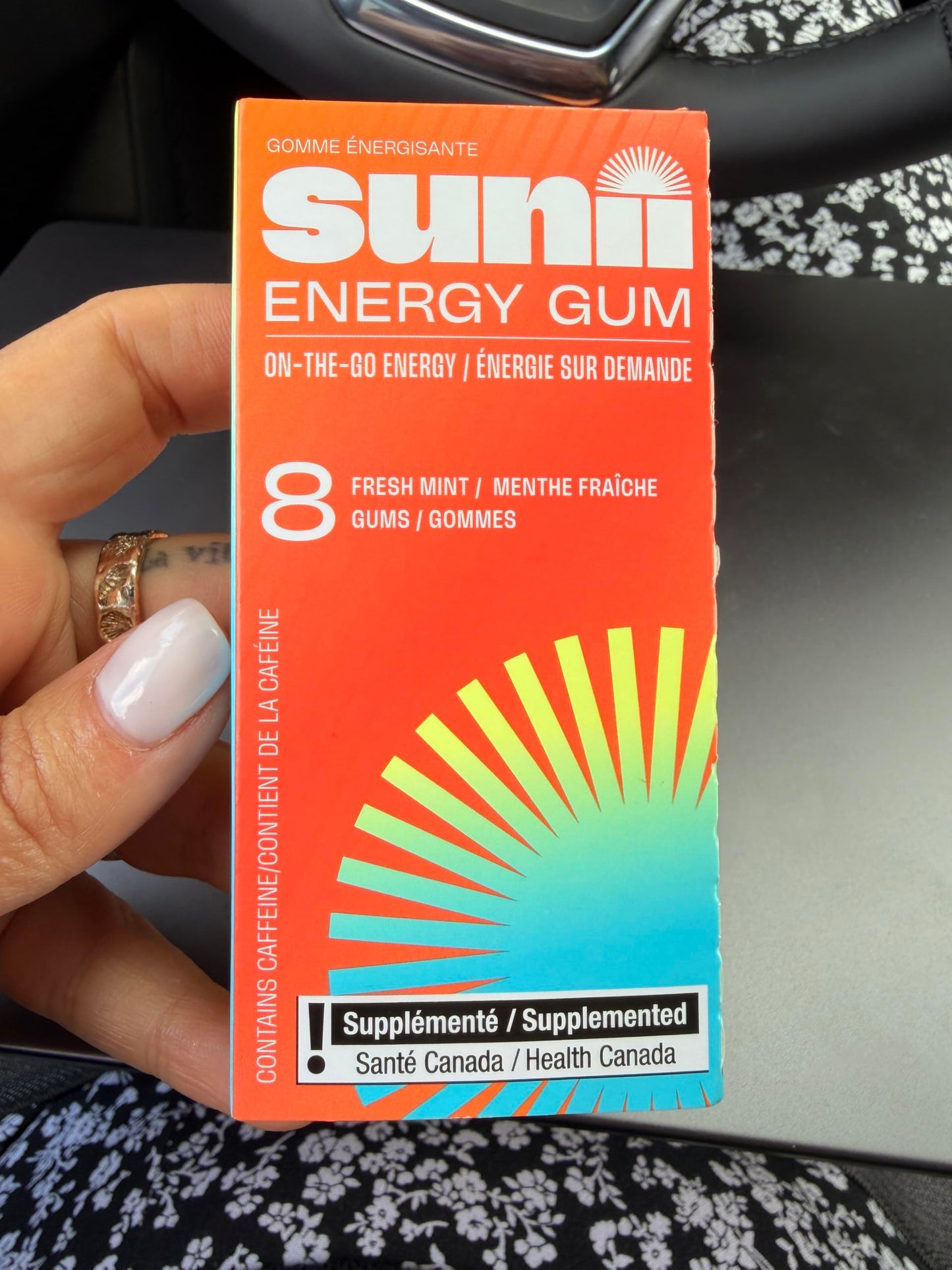 SUNII ENERGY GUM Nootropic Energy Gum Quick Boost Energy & Focus - Fresh Mint, 24 Tablets