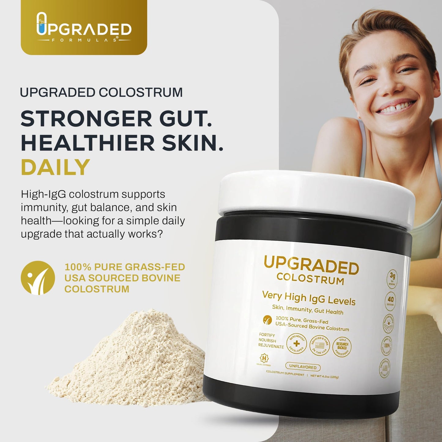 Upgraded Formulas Colostrum Powder, 4.3 Ounce