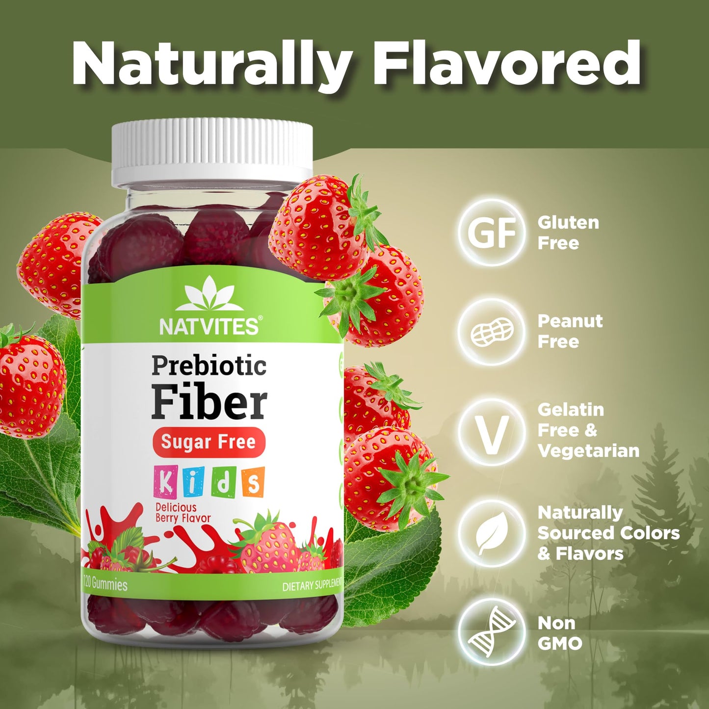 Natvites Prebiotic Kids Fiber Gummies 120 Count