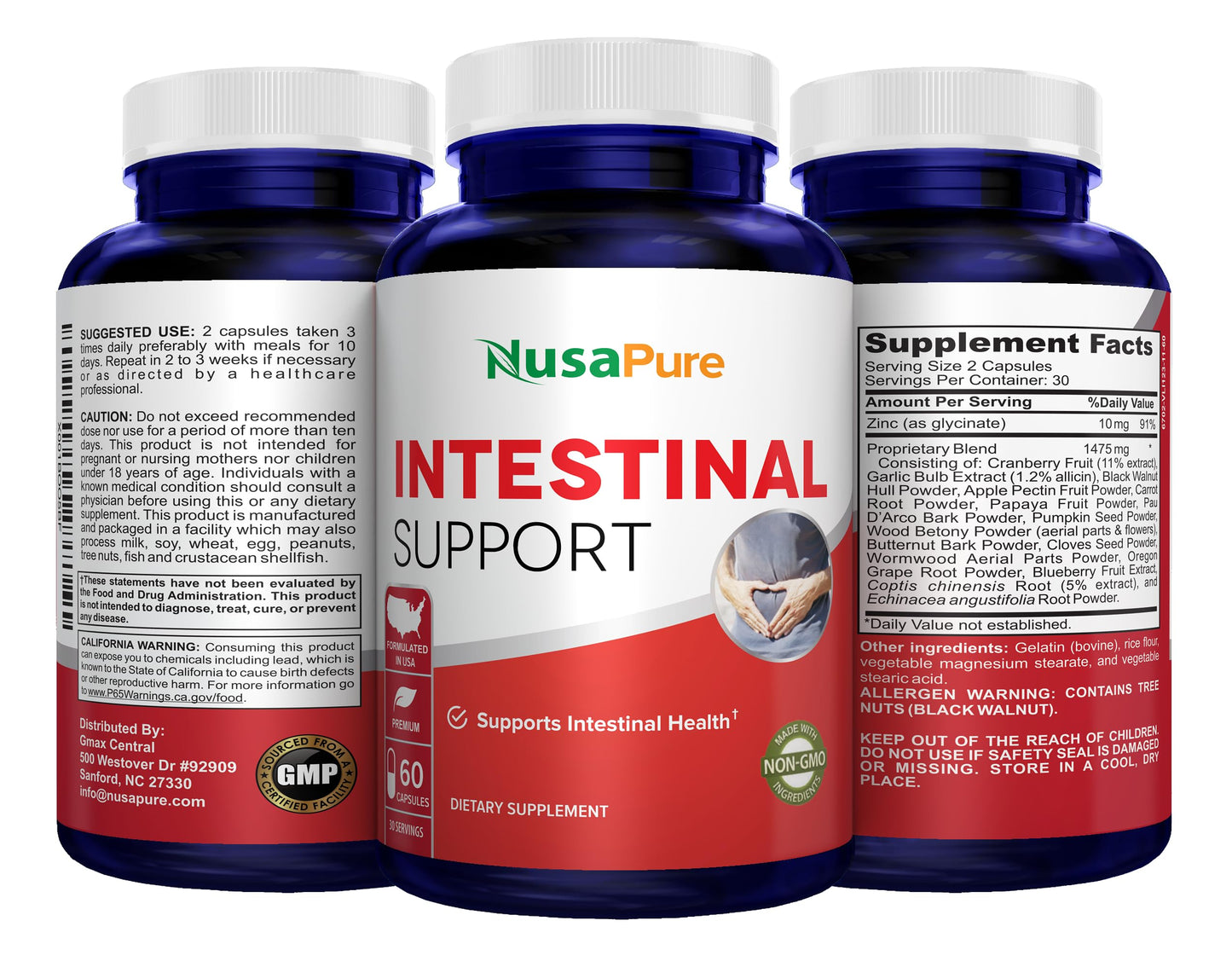 NusaPure Intestinal Support Capsules 60 Count