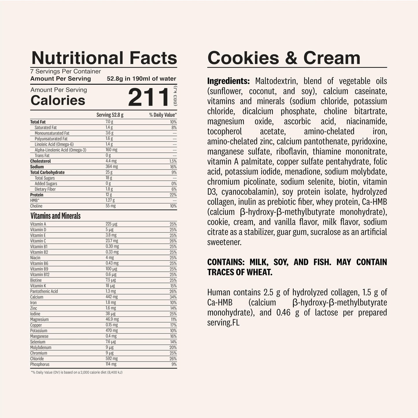 Human Platinum Beauty & Vitality Daily Wellness Nutrition Support – 28 Essential Nutrients – Collagen Peptides & Prebiotic Fiber – 12g Multi-Source Protein – Daily Wellness Supplement – No Added Sugar – Cookies and Cream, Powder, 13.1 oz