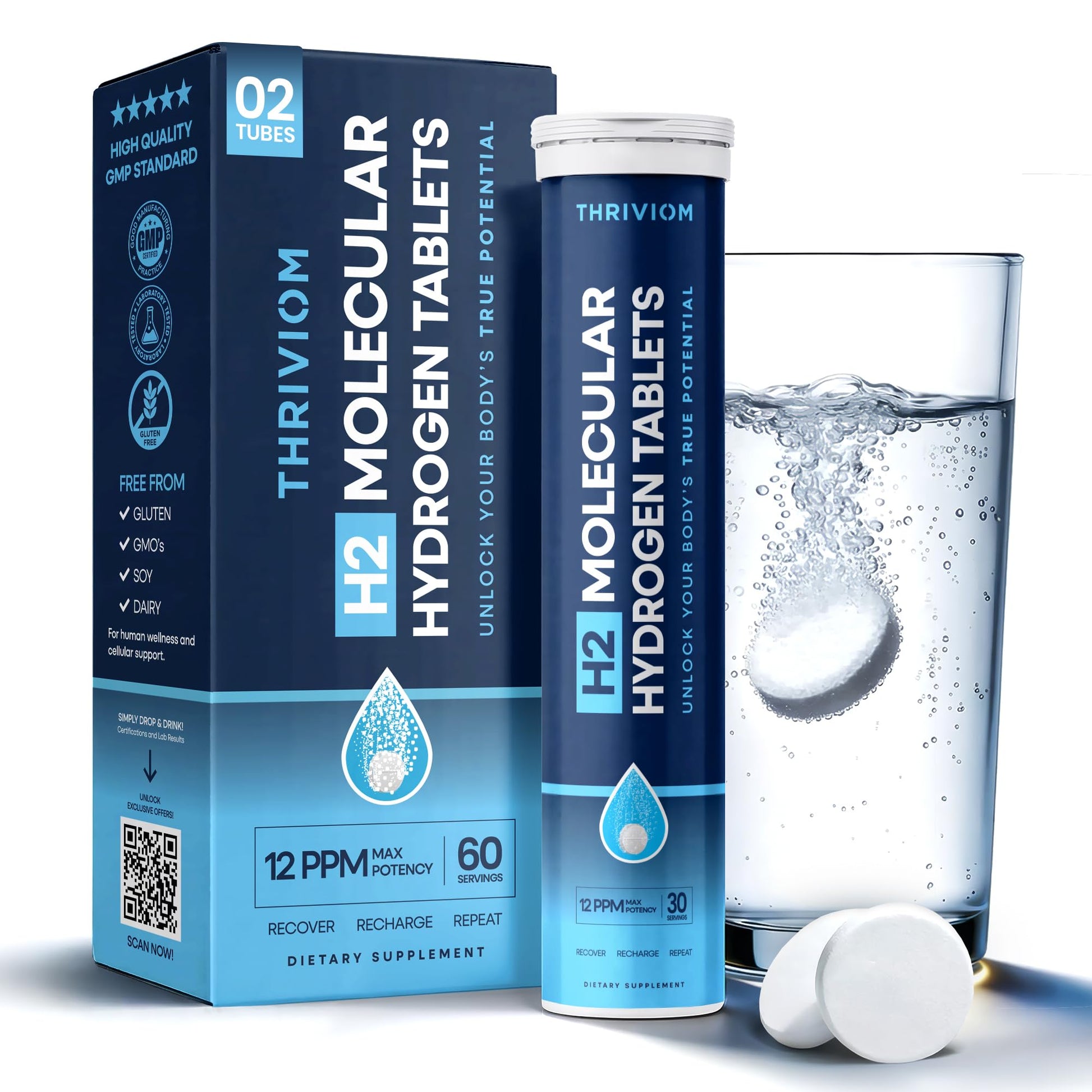 Thriviom H2 Molecular Hydrogen Water Tablets, 60 Count