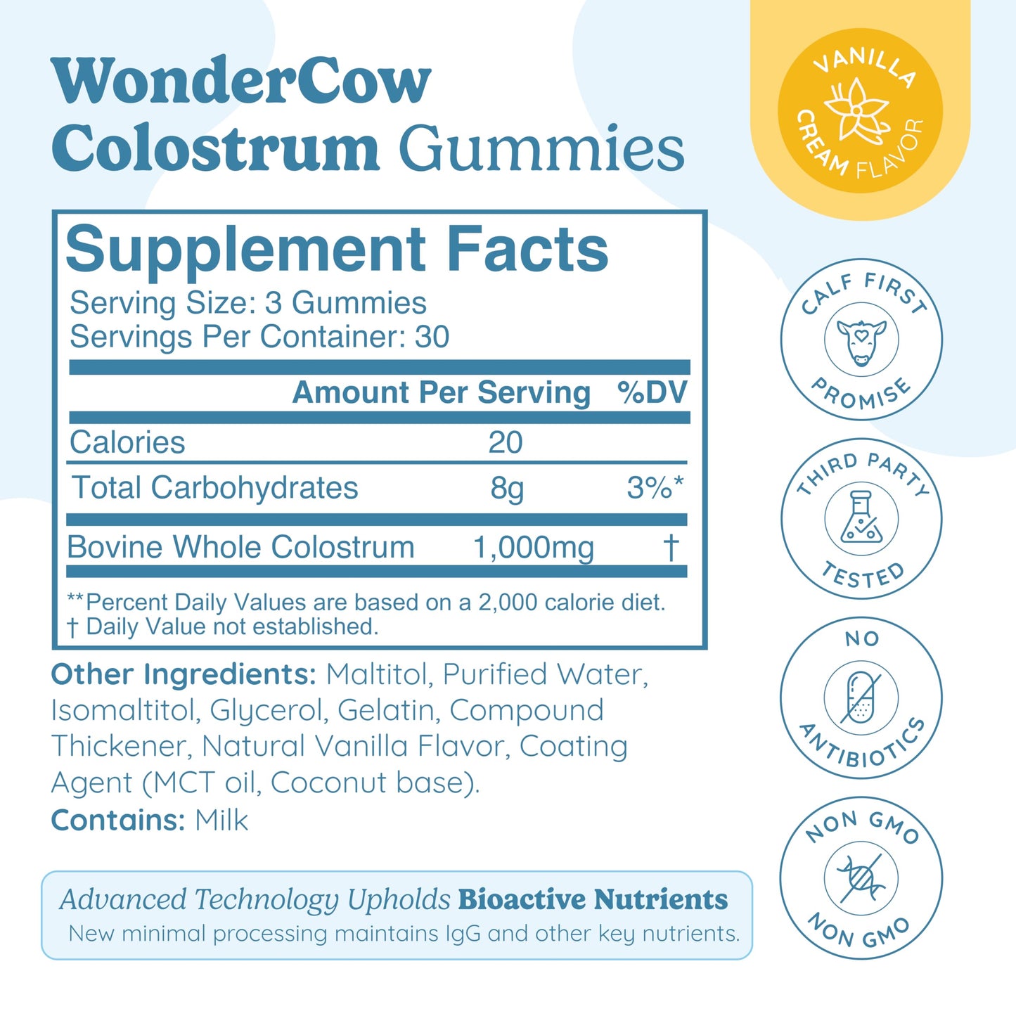 WONDERCOW Colostrum Gummies 90 Count
