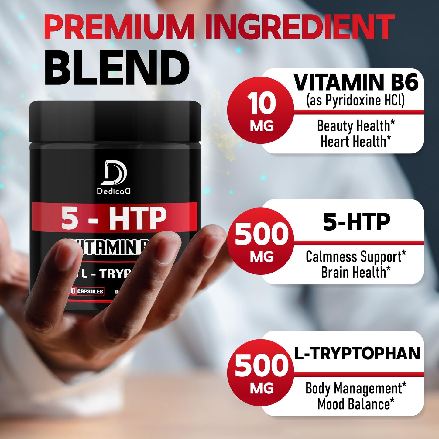 DEDICAD 5 HTP Supplement 1010mg Capsules 60 Count