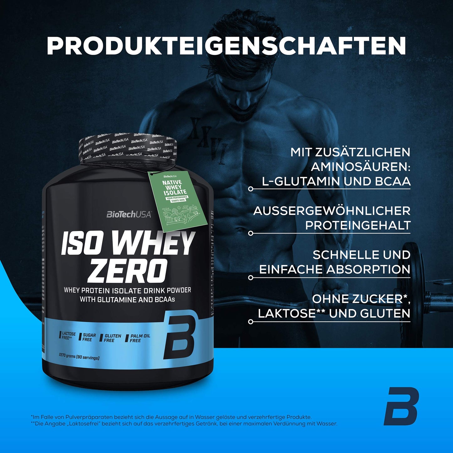 BioTechUSA Iso Whey Zero 2270g Chocolate Whey Protein Powder, 5-Pack