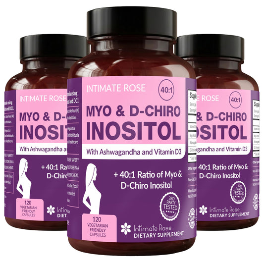 Intimate Rose Myo-Inositol & D-Chiro Inositol Blend - 40:1 Blend Ratio - Women's Daily Wellness Support - Vitamin D & Ashwagandha, 360 Capsules