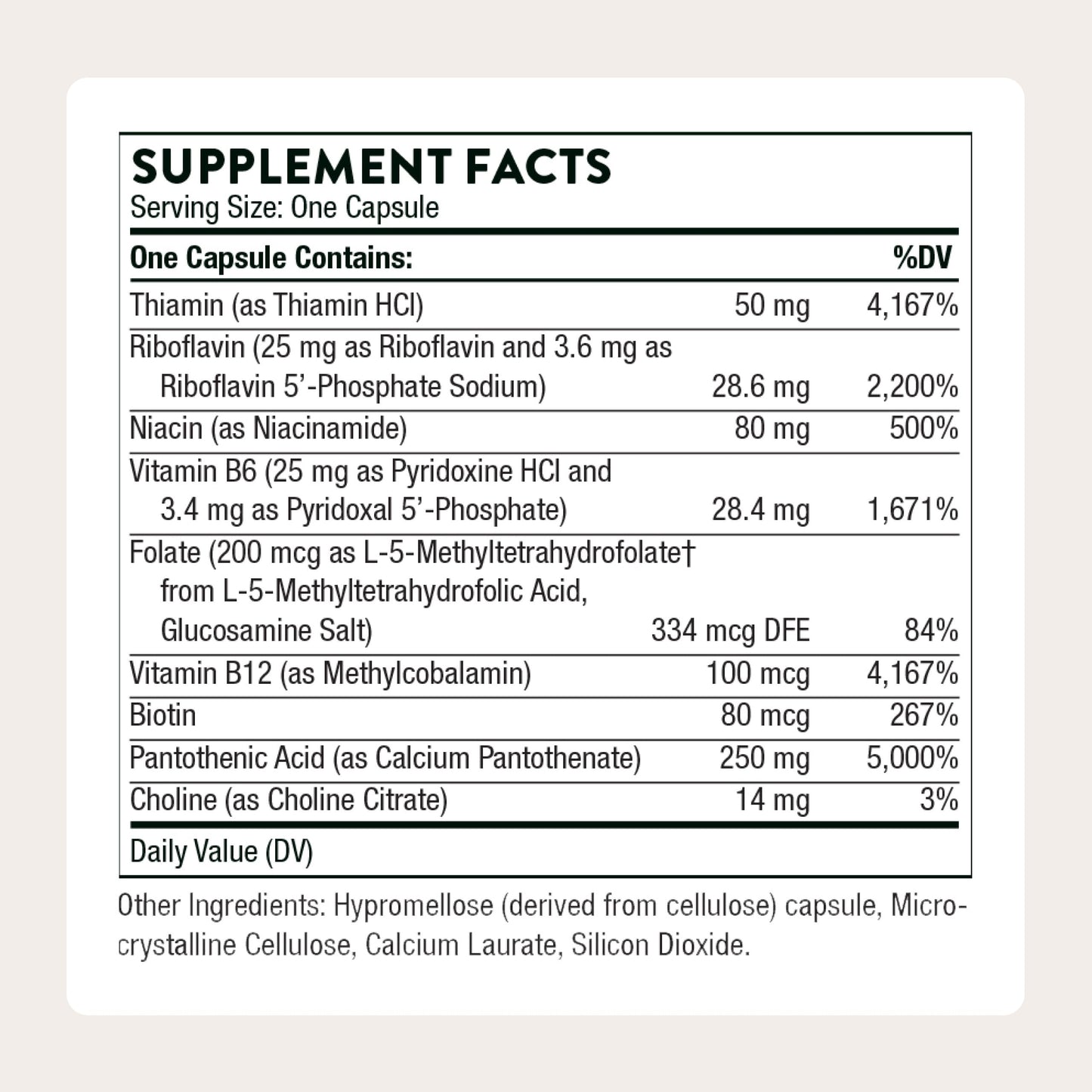 Thorne Stress B-Complex, 8 B Vitamins & Choline with Extra B5 60 Capsules