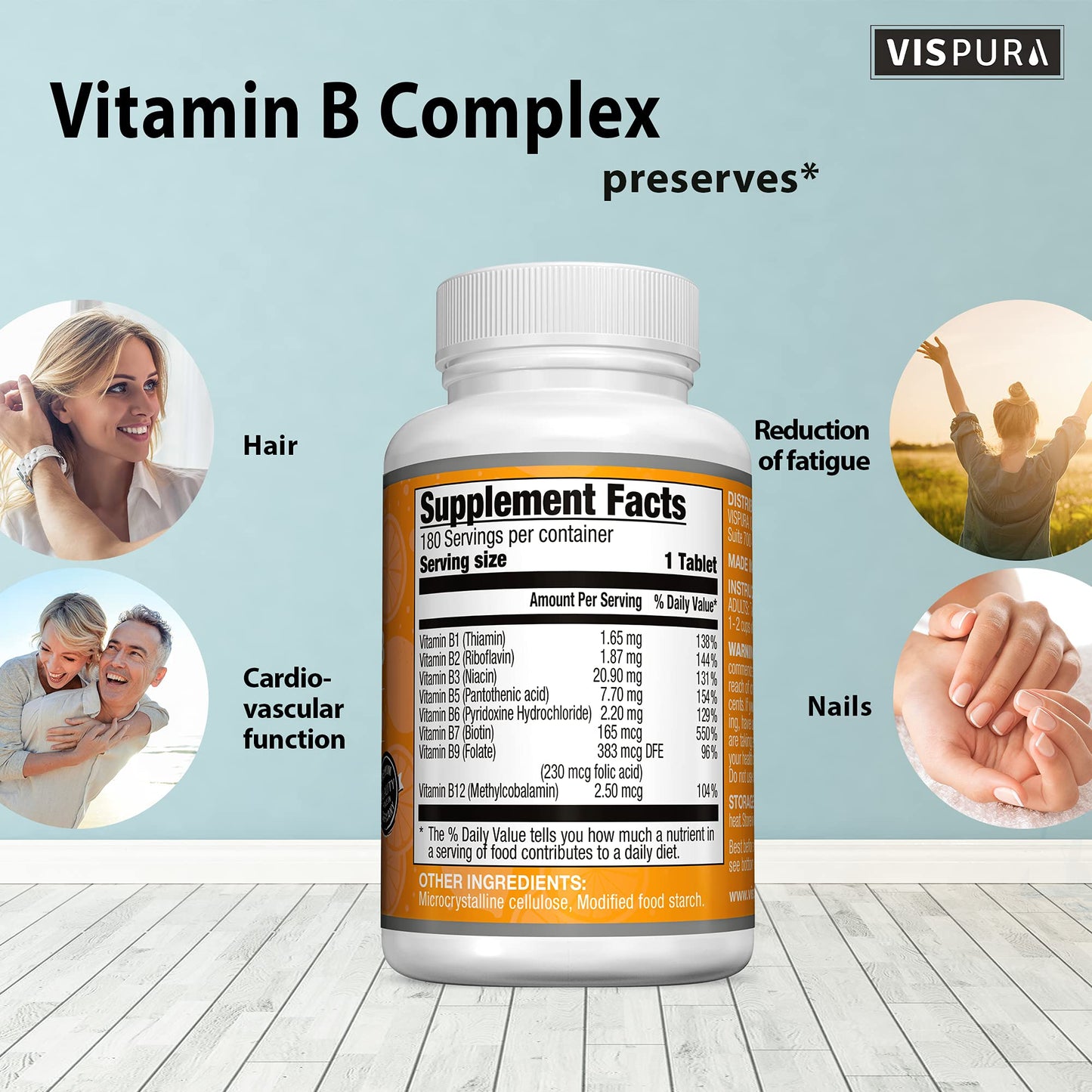 VISPURA Vitamin B-Complex Tablets 180 Count