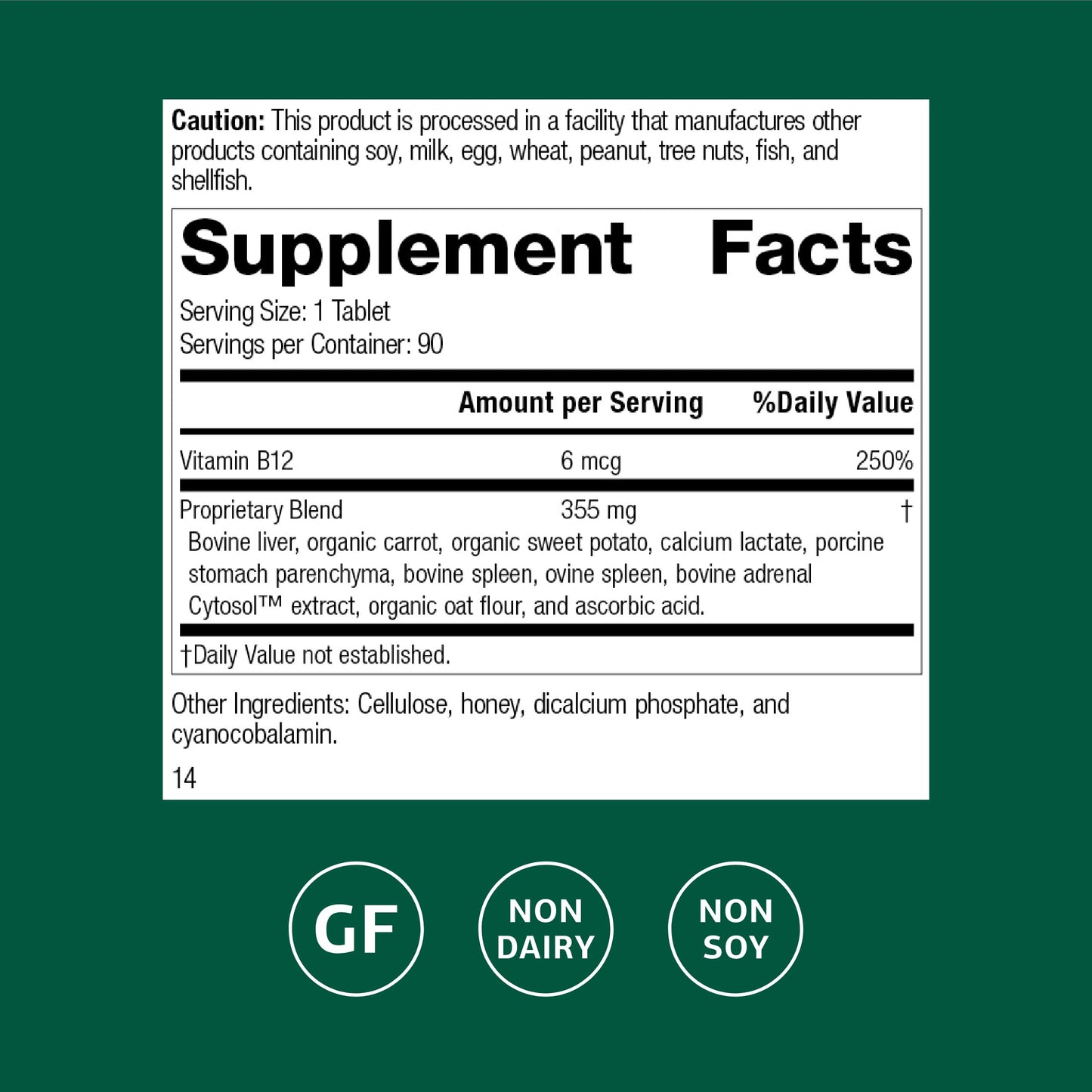 Standard Process Inc. Cataplex B12, Blood & Nervous System Support Tablet, 90 Count