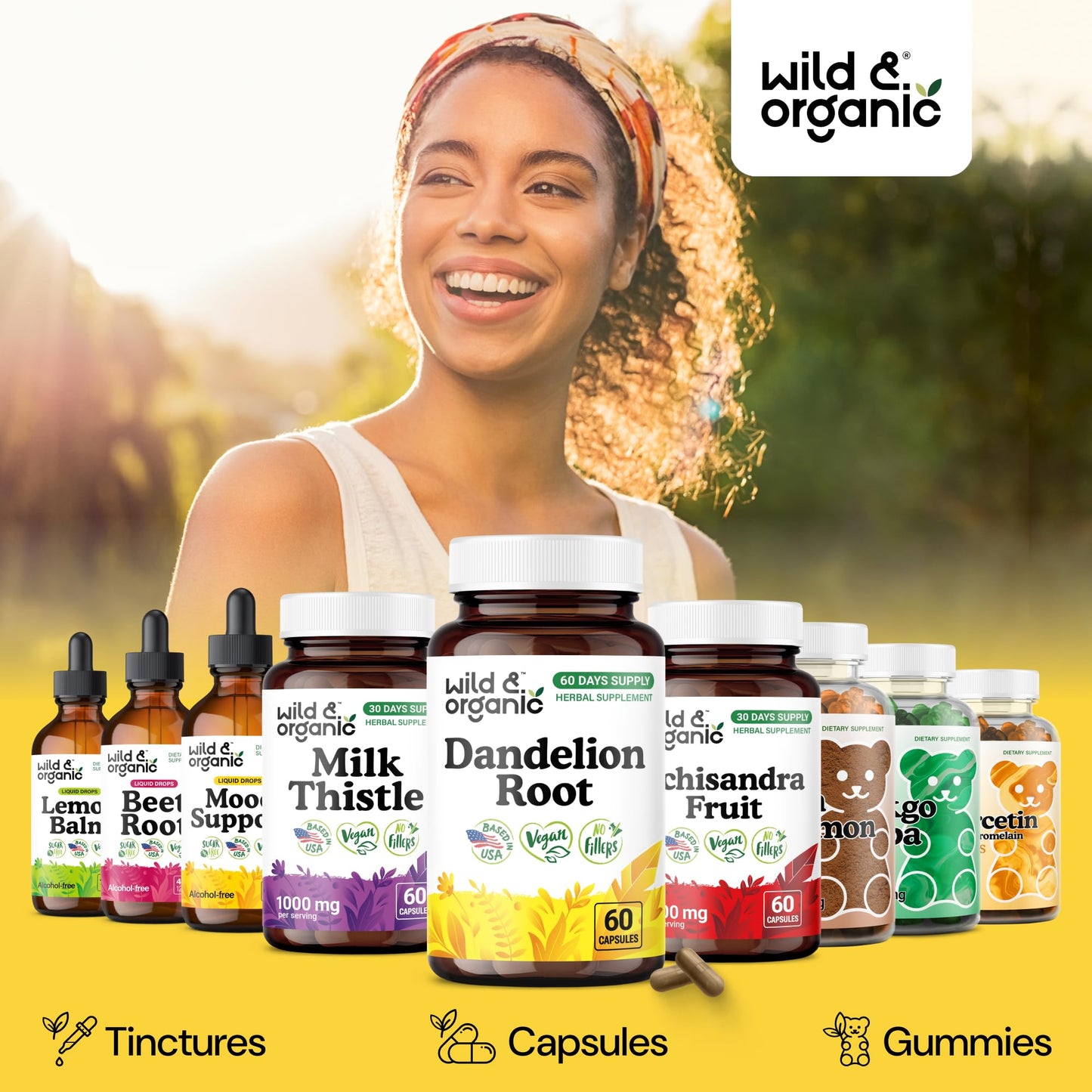 Wild & Organic Dandelion Root Capsules 60 Capsules