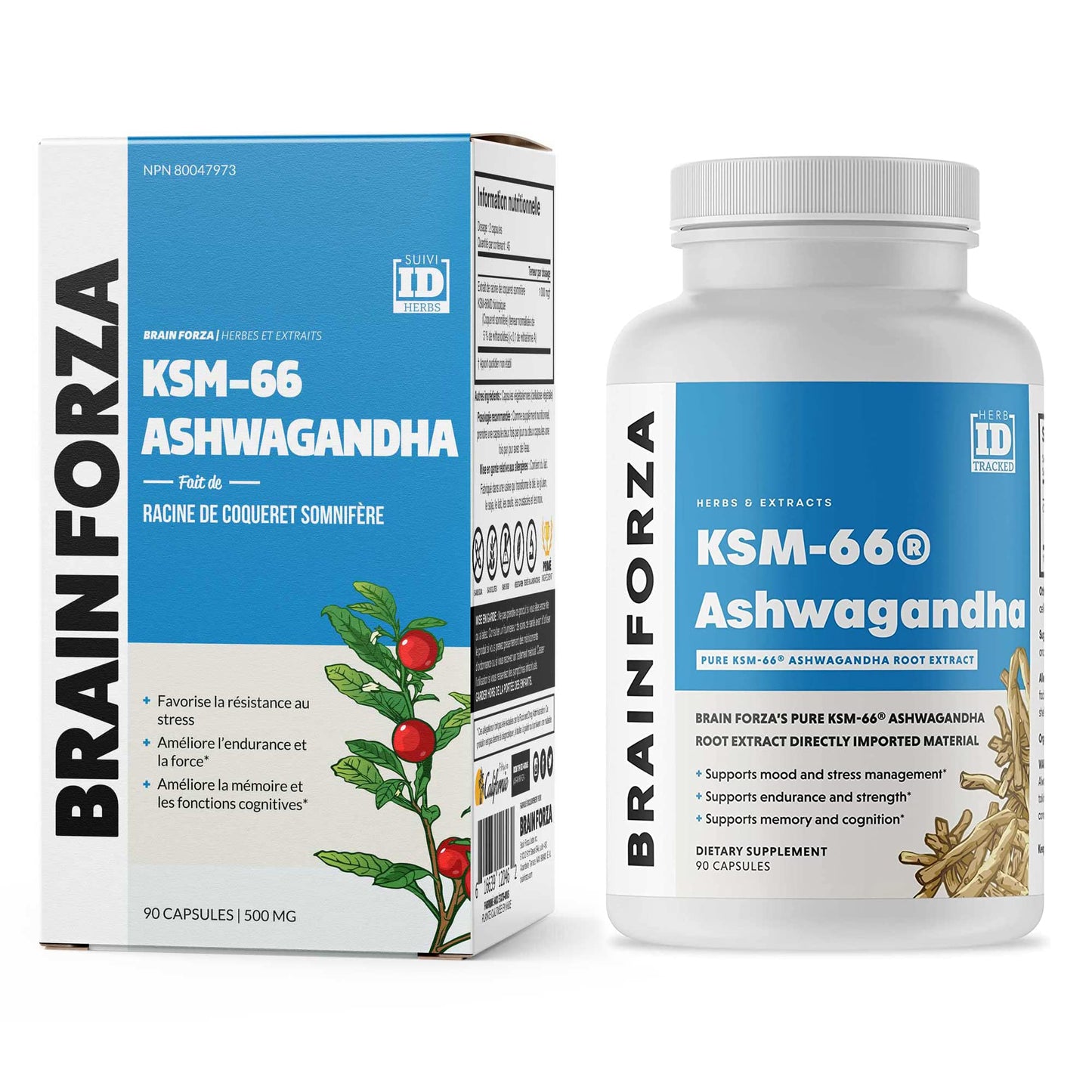 Brain Forza KSM-66 Ashwagandha Organic Pure Root Extract 1000mg Capsules 90 Count