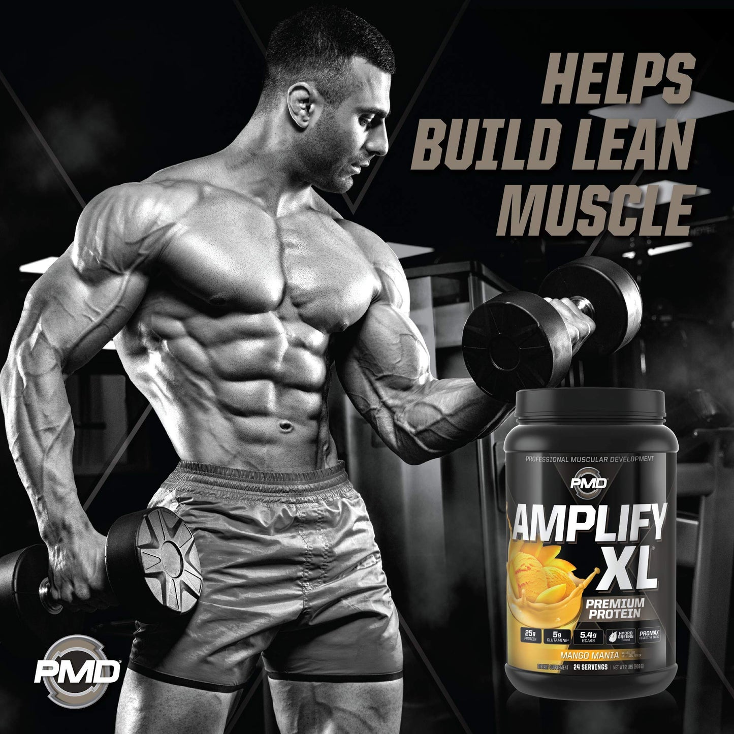 PMD Sports Amplify XL Premium Whey Protein Powder Mango Mania, 2 lb, Pack of 1