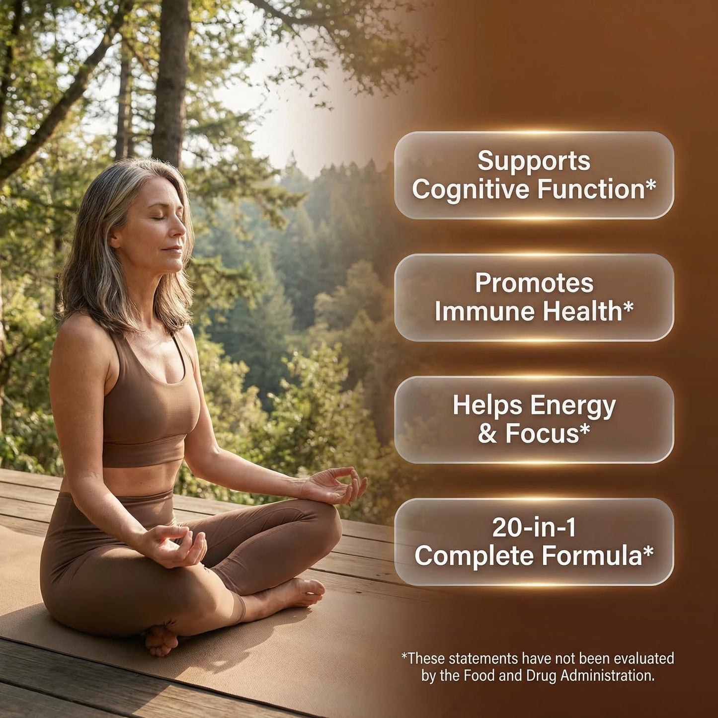 Clean Nutraceuticals Lions Mane 20in1 Mushroom Supplement with Turkey Tail Reishi Cordyceps Chaga Maitake Meshima Poria Cocos Shiitake Oyster Porcini Enoki Capsules, 60 Count