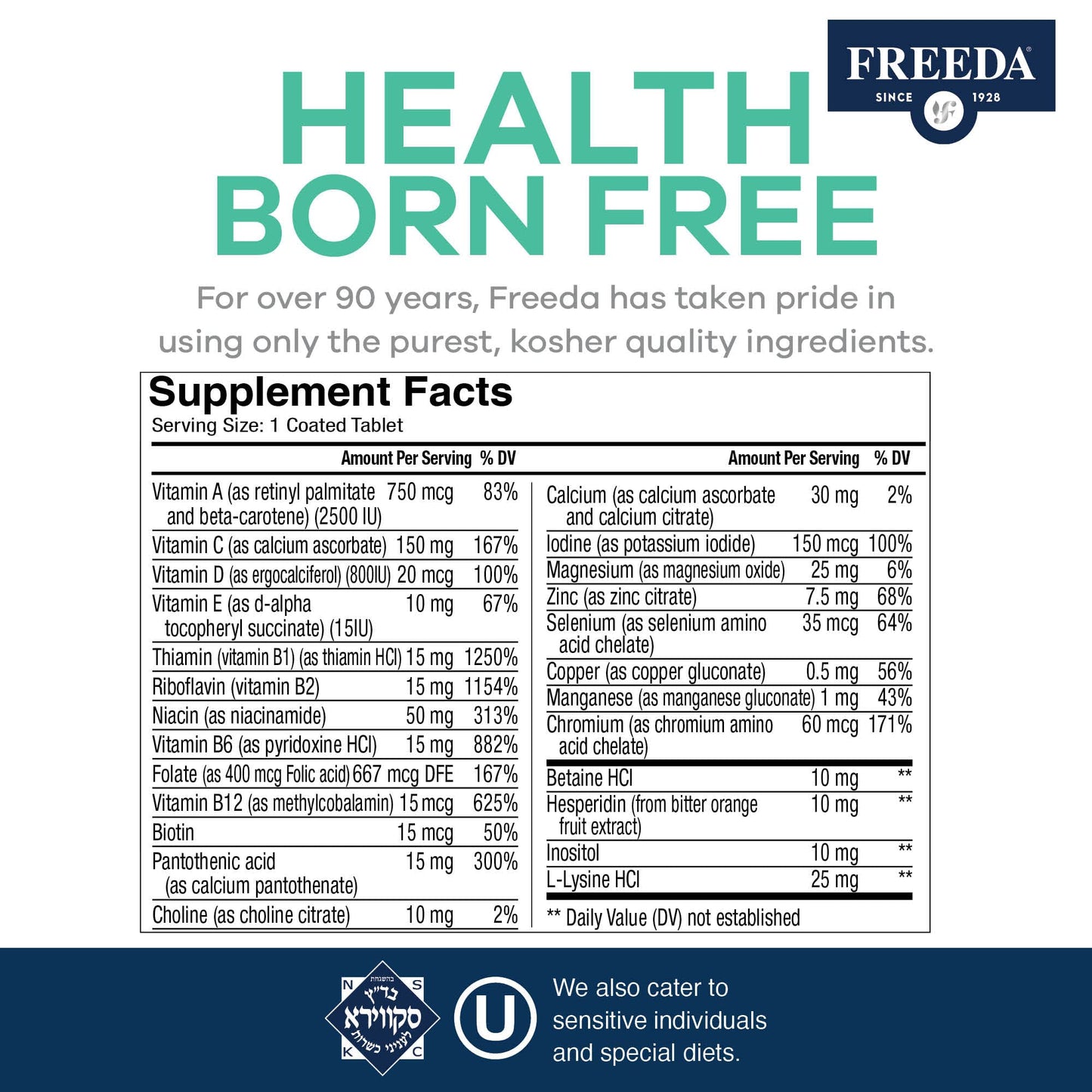 FREEDA Senior Multivitamin Tablet 250 Count
