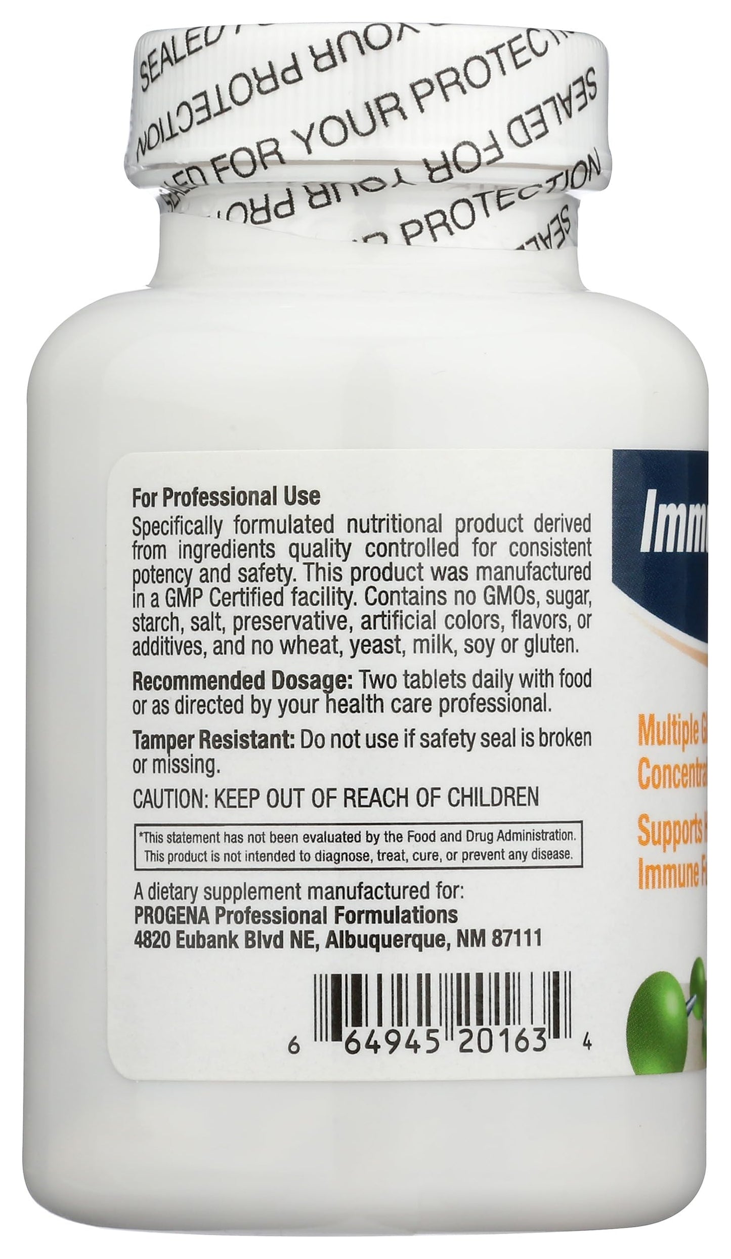 PROGENA Immune Plus Multiple Glandular Tissue Concentrate Capsules 120 Count