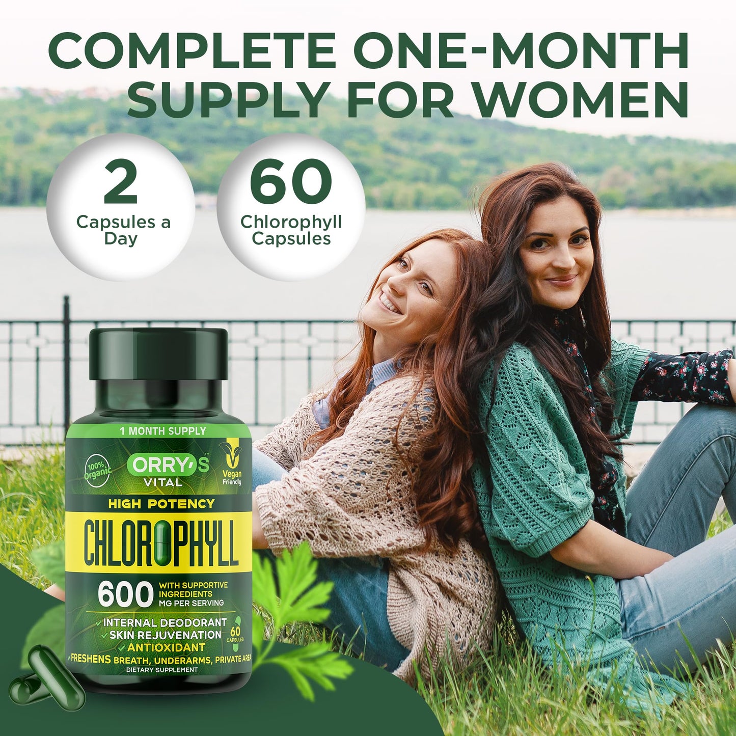 Orry's Vital 600mg Organic Chlorophyll Capsules 60 Count