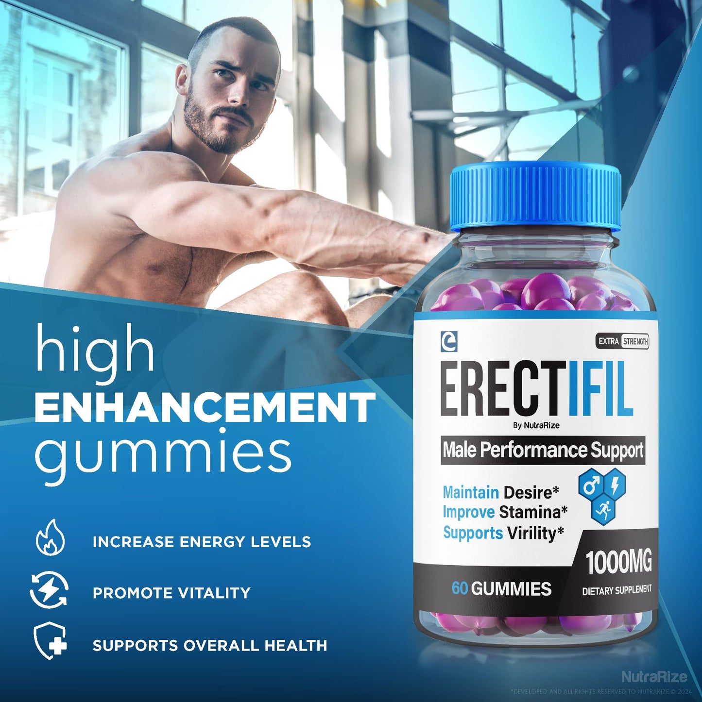NutraRize Erectifil 1000 MG Gummies 60 Count