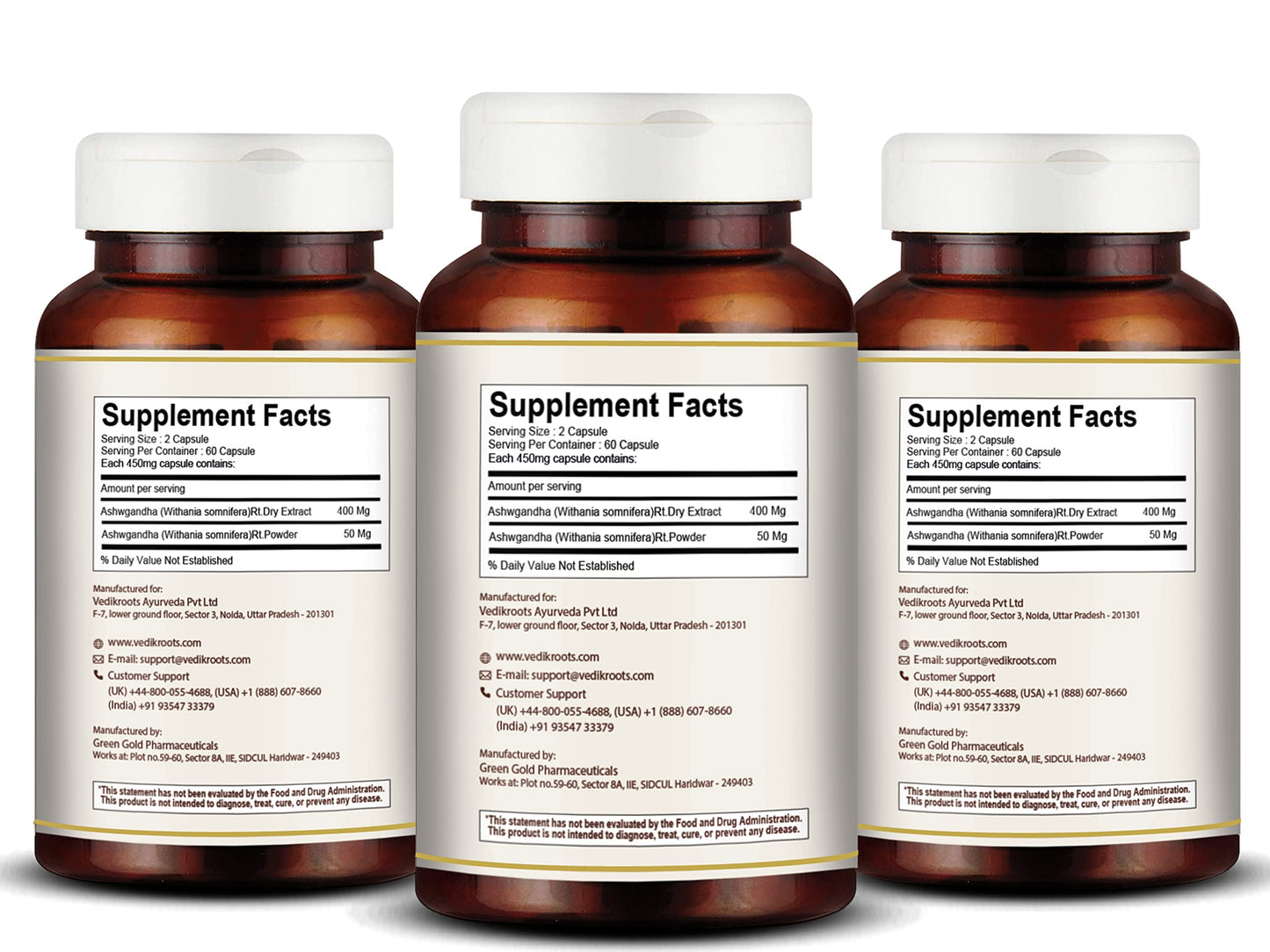 VEDIKROOTS Ashwagandha Capsules for Strength, Performance and Stress Relief, 1 Capsule