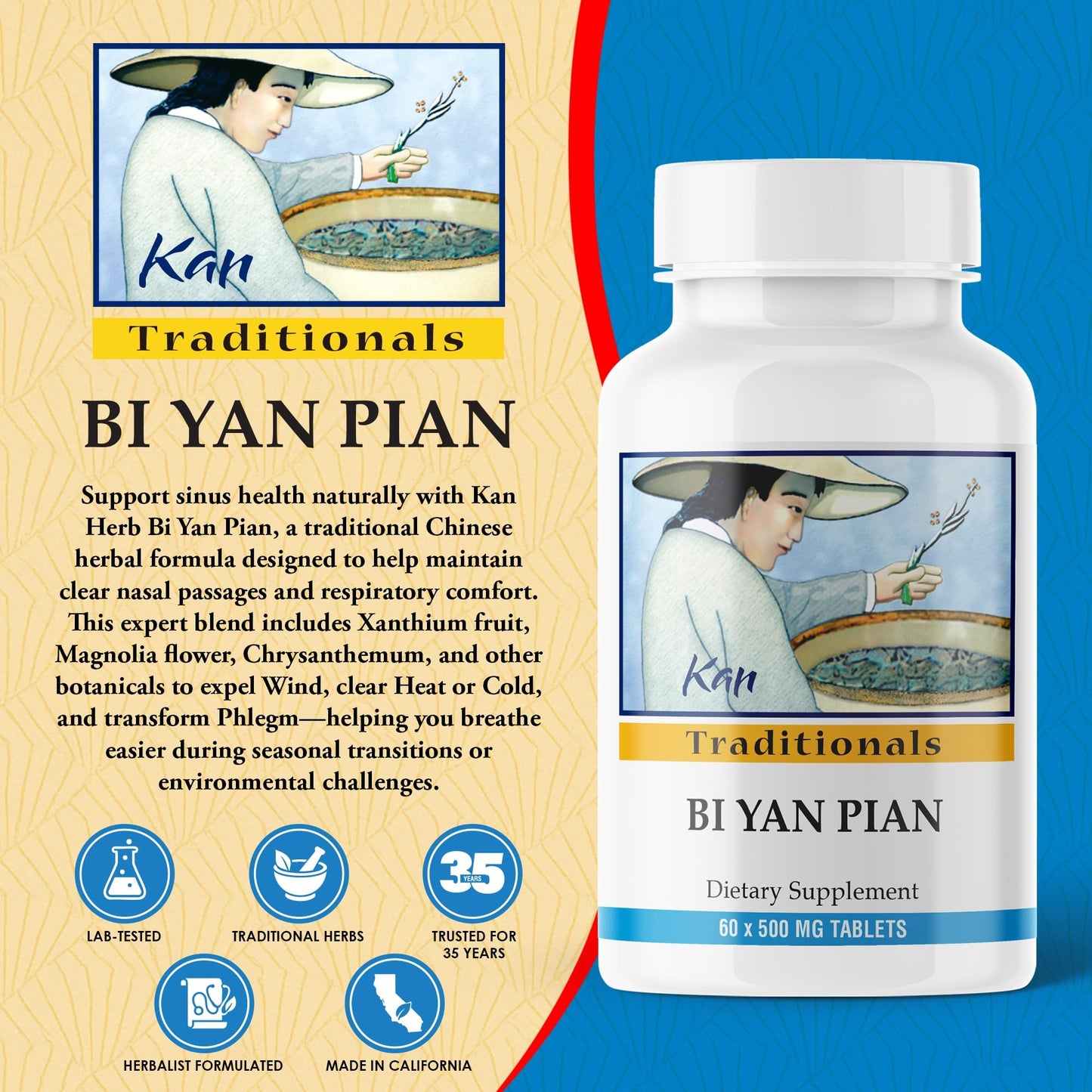 Kan Herbs Bi Yan Pian Tablets, 60 Count
