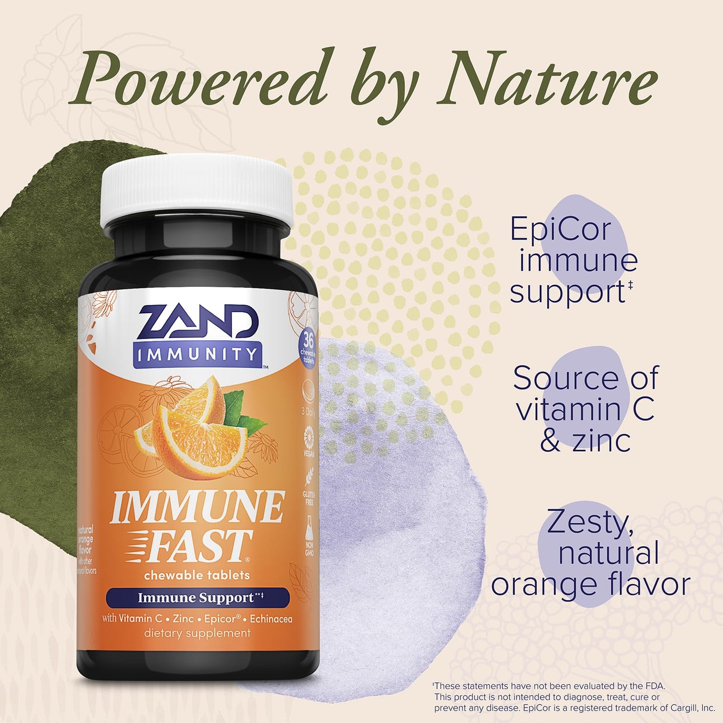 ZAND Immunity Fast Zesty Orange Chewables Powder, 36 Count