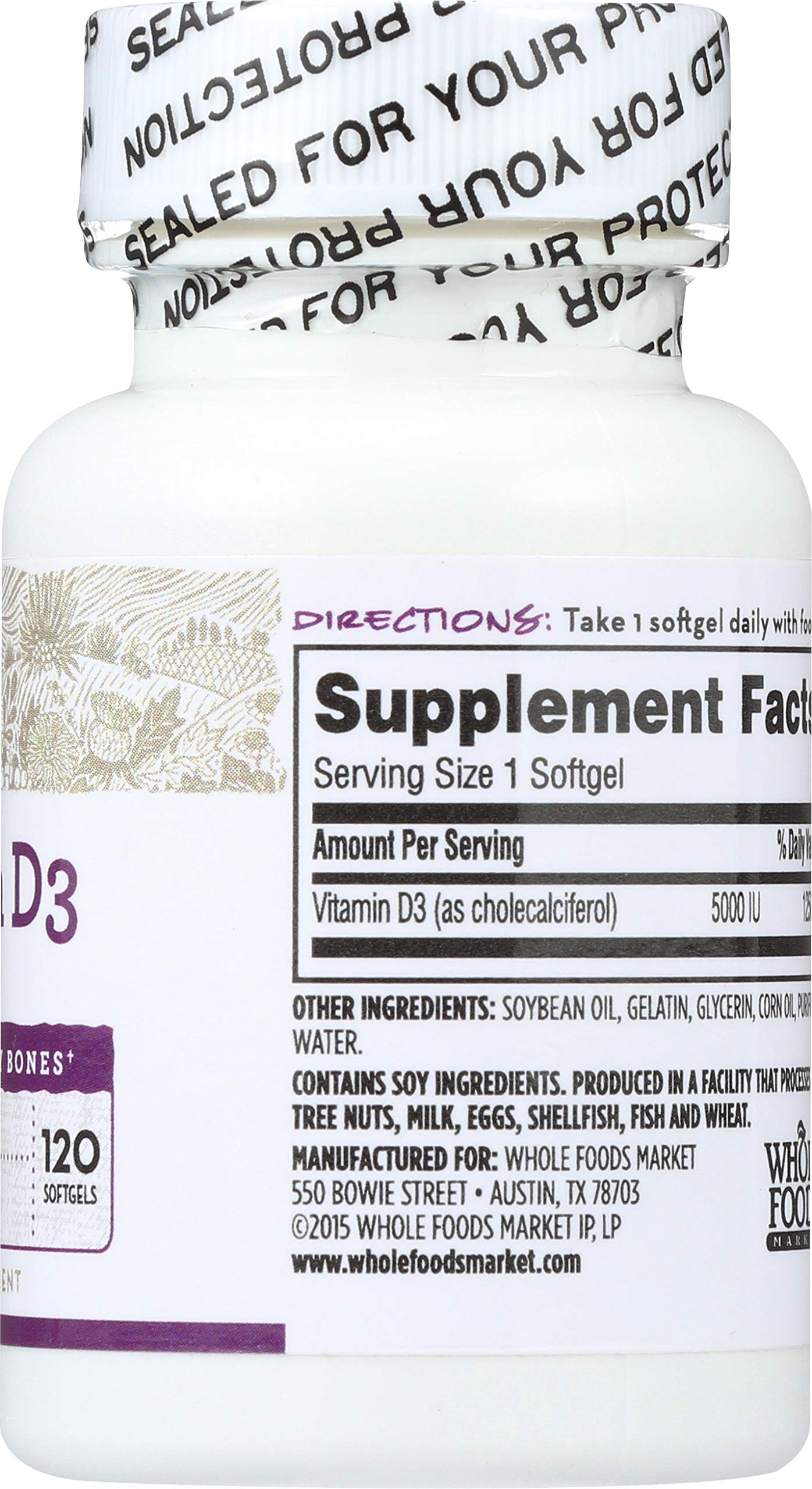 365 by Whole Foods Market Vitamin D3 Softgels 120