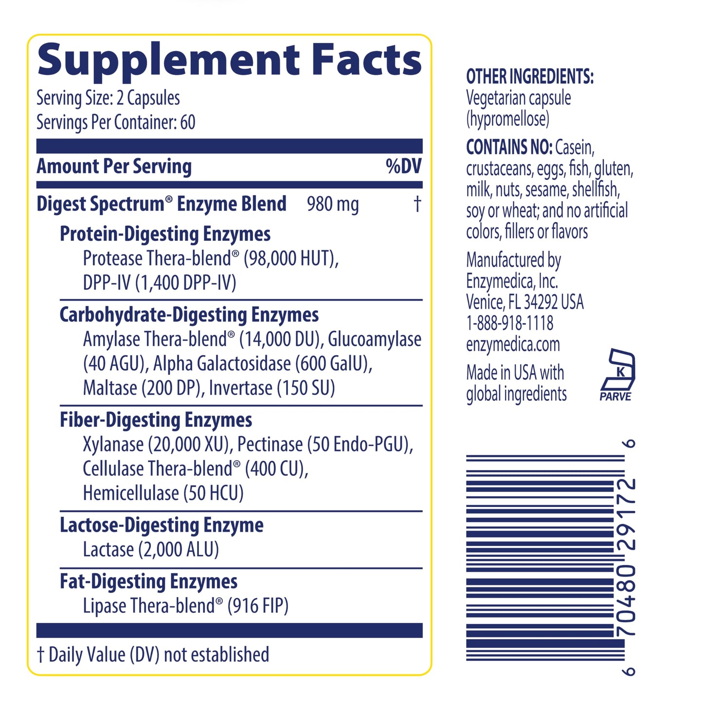 Enzymedica Digest Spectrum Capsule 120 Count
