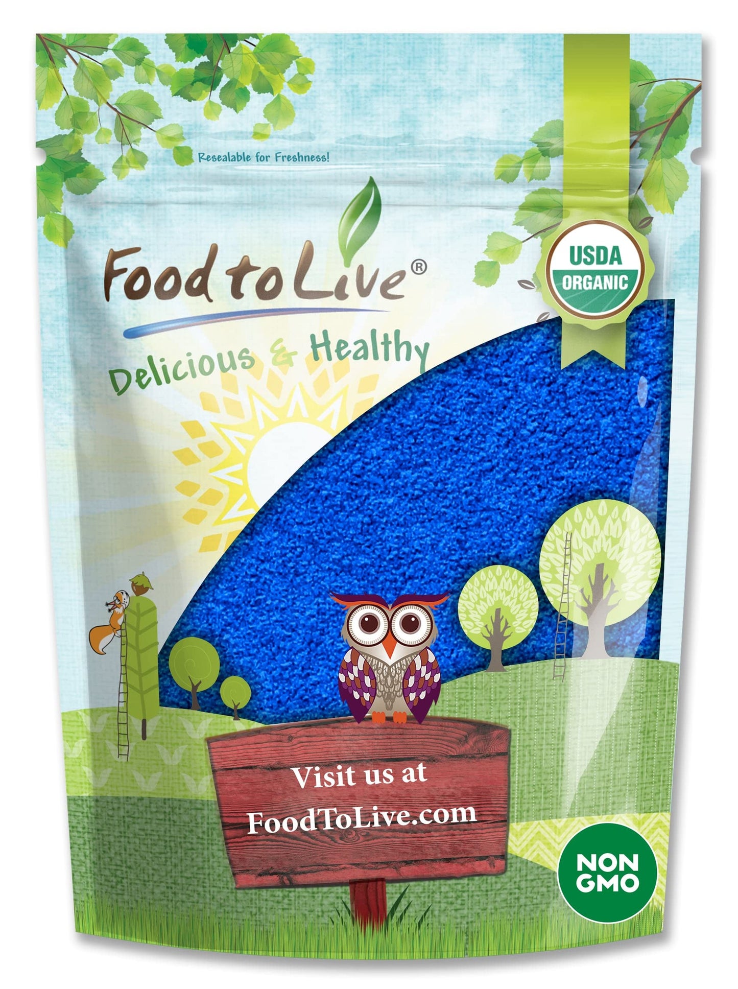 Food to Live Organic Blue Spirulina Powder 16 Ounce