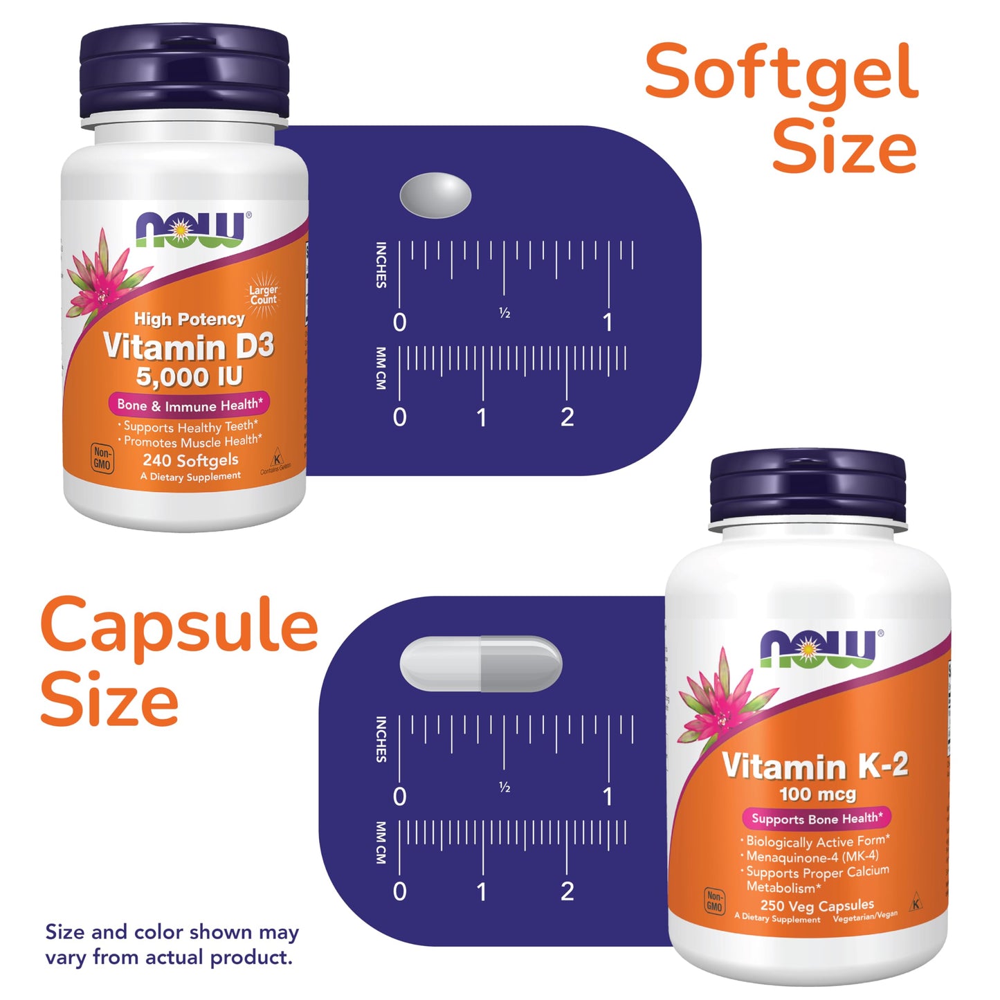 NOW Foods Vitamin D-3 5000 IU Capsule, 250 Veg Capsules