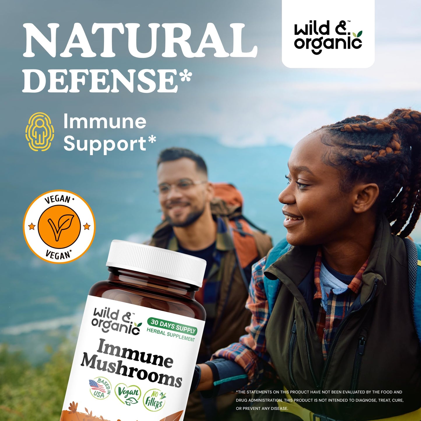 Wild & Organic Immune Mushroom Complex Capsules - 60 Count