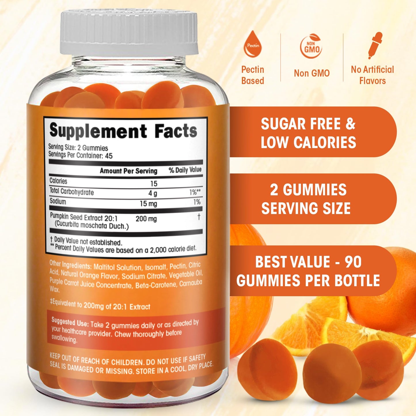Flamingo Supplements Pumpkin Seed Oil Gummies 90 Count