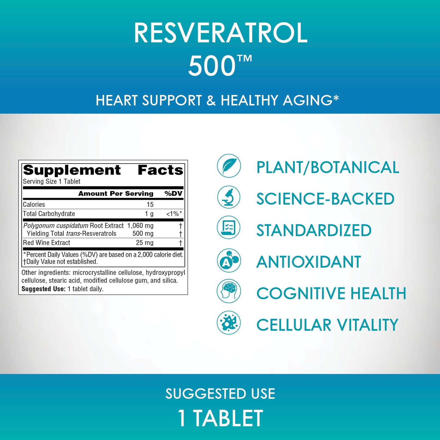 Source Naturals Resveratrol 500 Tablet, 120 Count