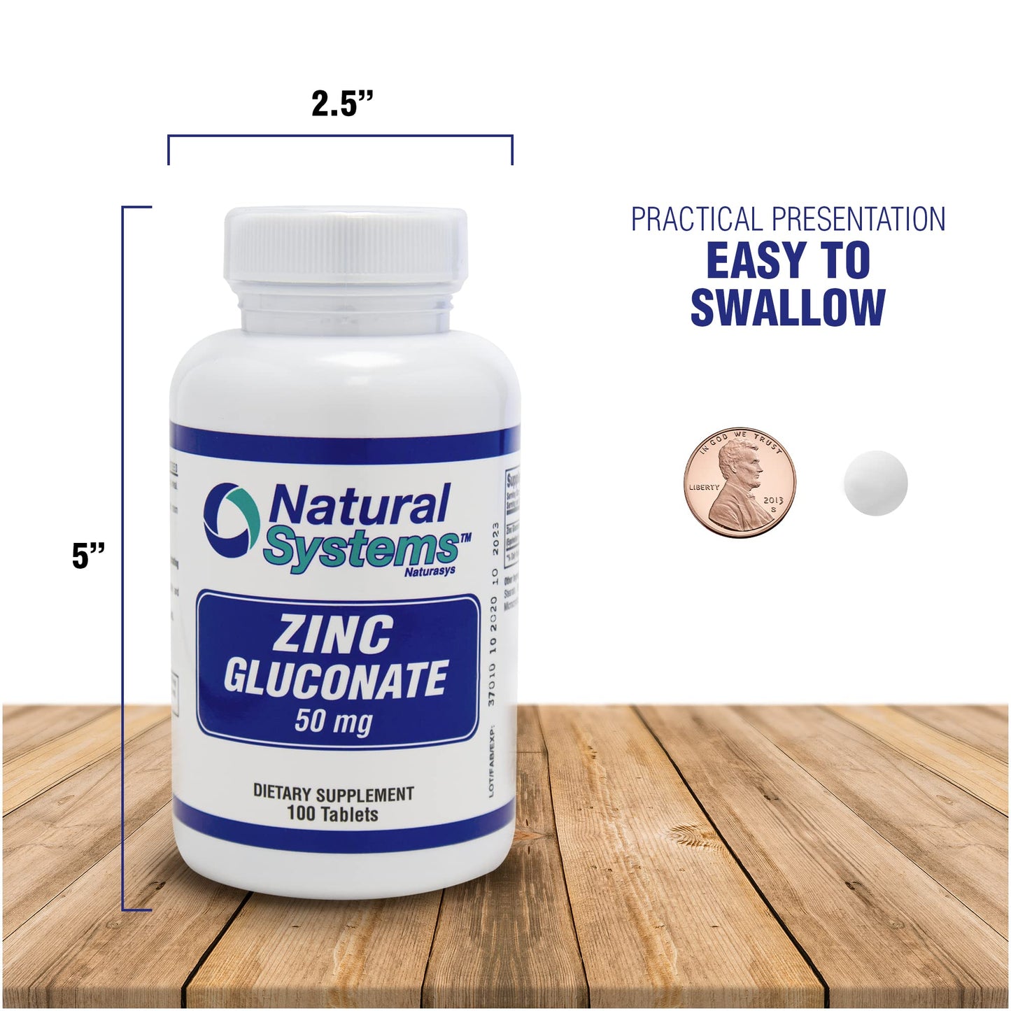 Natural Systems Naturasys Zinc Gluconate 50 mg Tablet, 100 Count