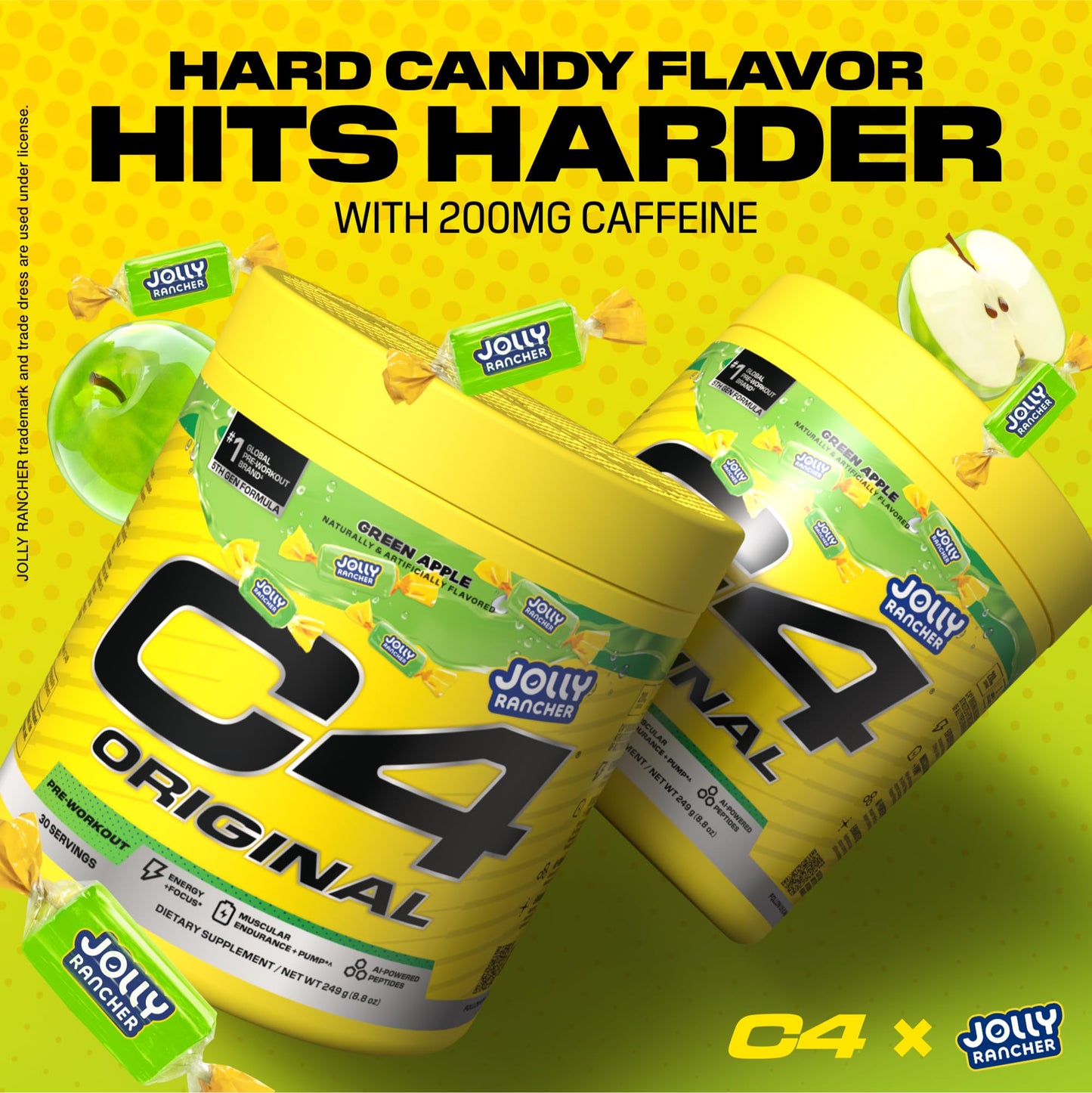 C4 Original Pre Workout Powder, Jolly Rancher Green Apple, 8.78 Ounce