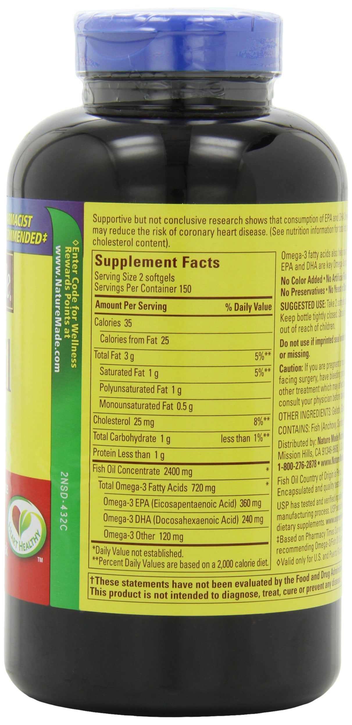 Nature Made Fish Oil Softgels, 1200 mg, Omega-3 360 mg, 300 Softgels