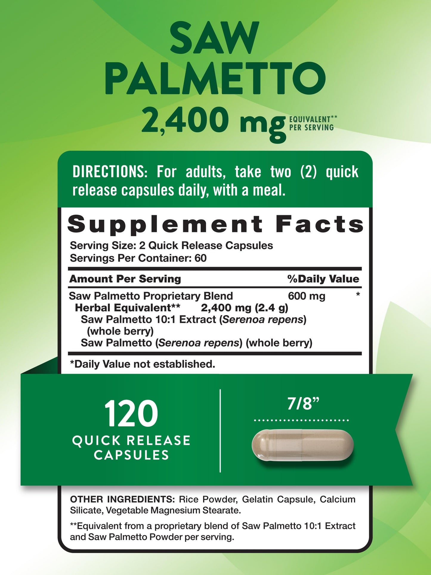 Nature's Truth Saw Palmetto Extract Capsules, 120