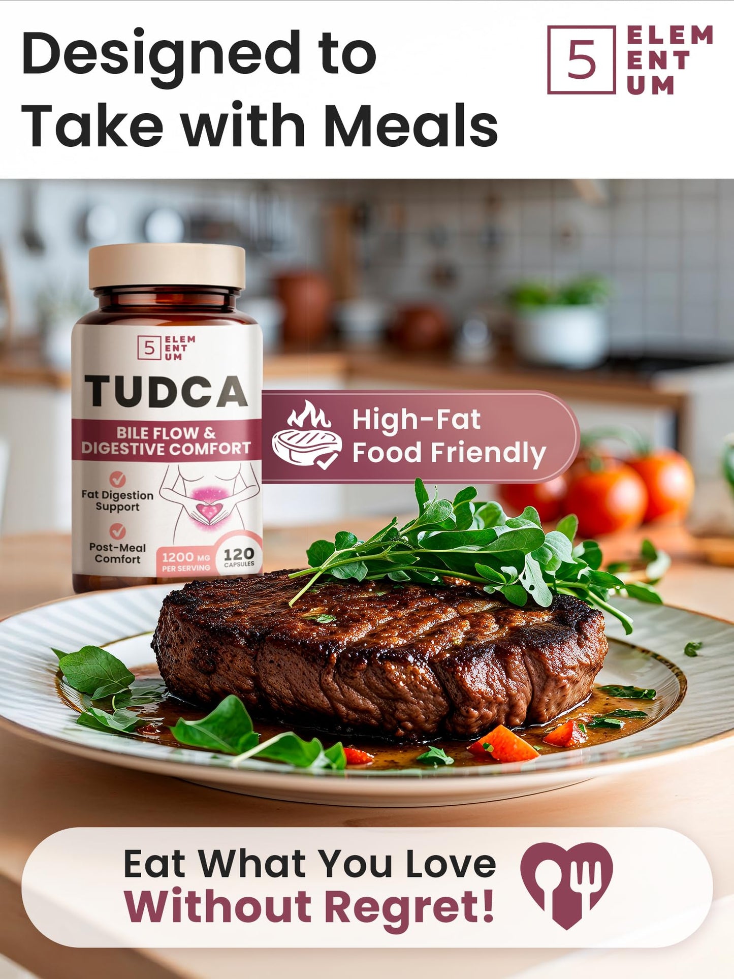 5 elementum Pure TUDCA Supplement 1200mg Capsule 60 Count
