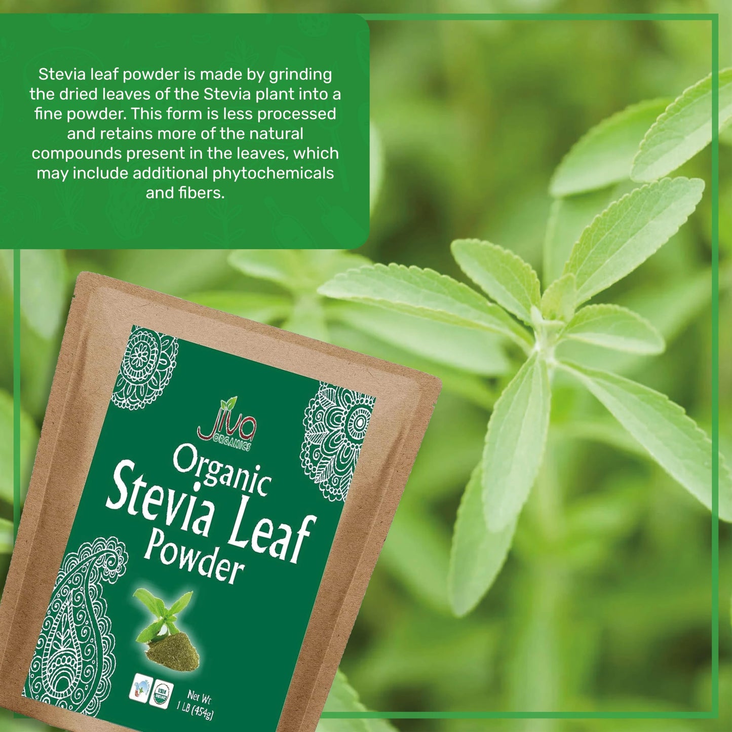 Jiva Organics Stevia Leaf Powder, 16 Ounce