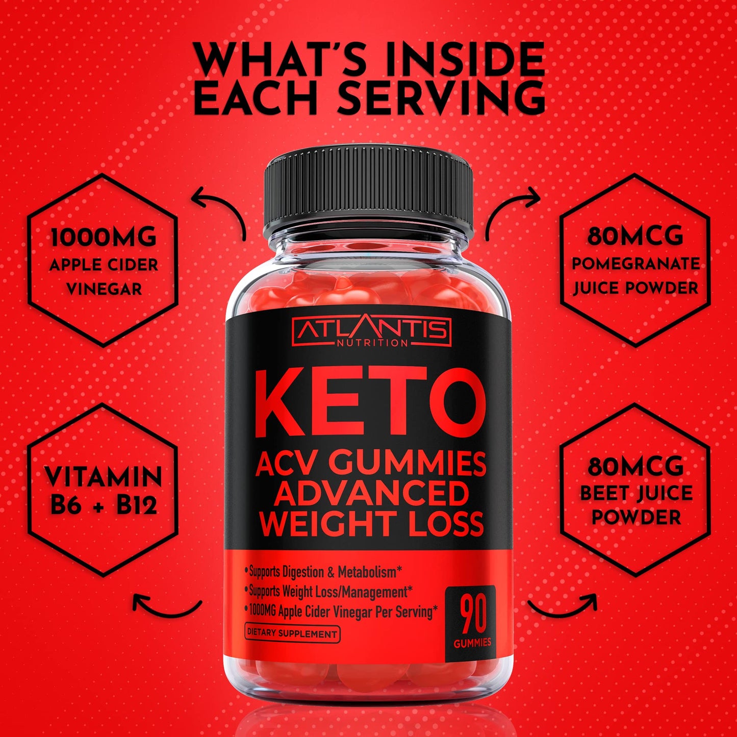 Atlantis Nutrition 8-in-1 Immune Support + Keto ACV Gummies Advanced Weight Loss, 60 Gummies + 90 Gummies