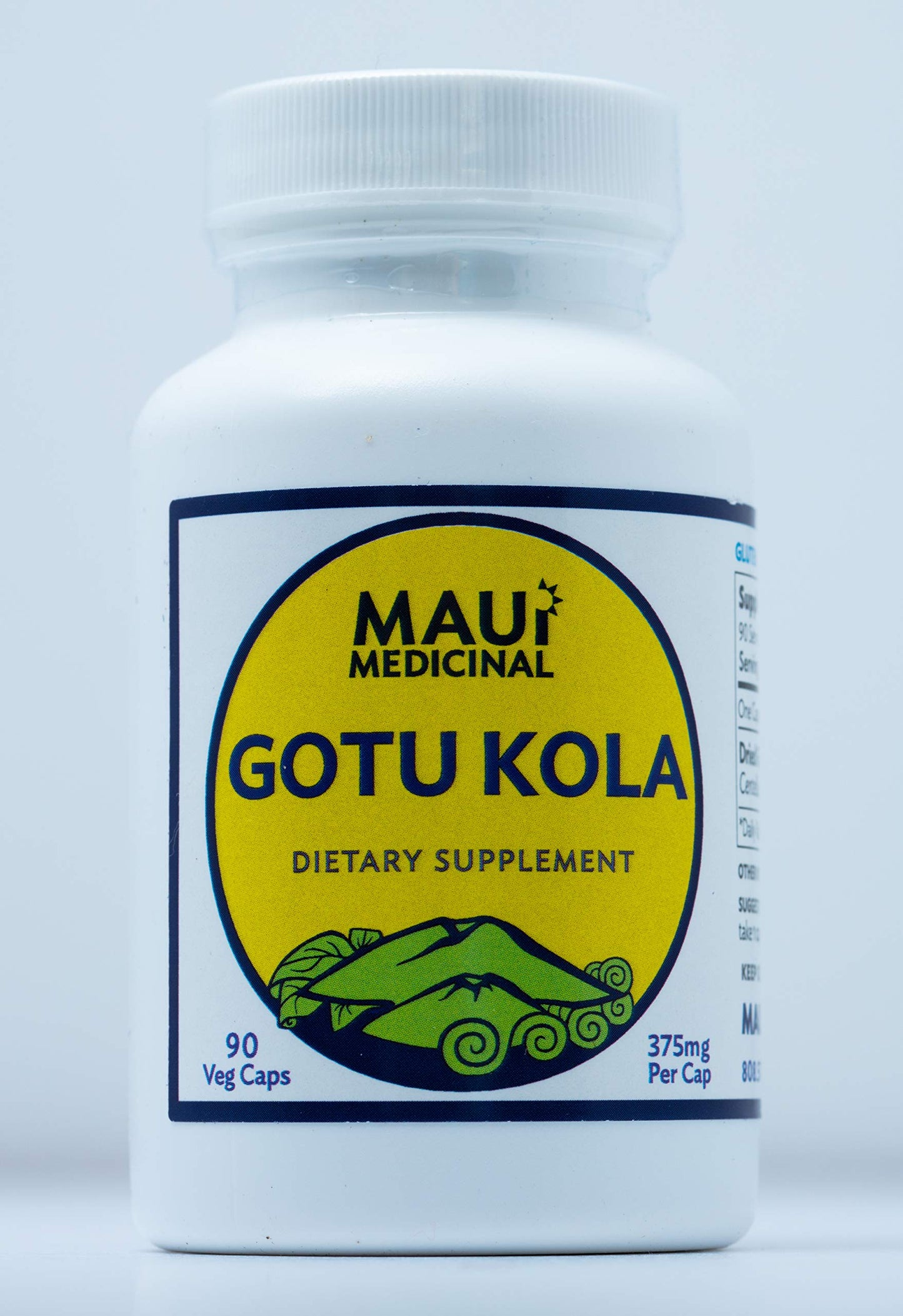 Maui Medicinal Herbs Gotu Kola 90 Veggie Capsules - 375 mg per Capsule, Organic Brahmi Centella asiatica, 1 Count