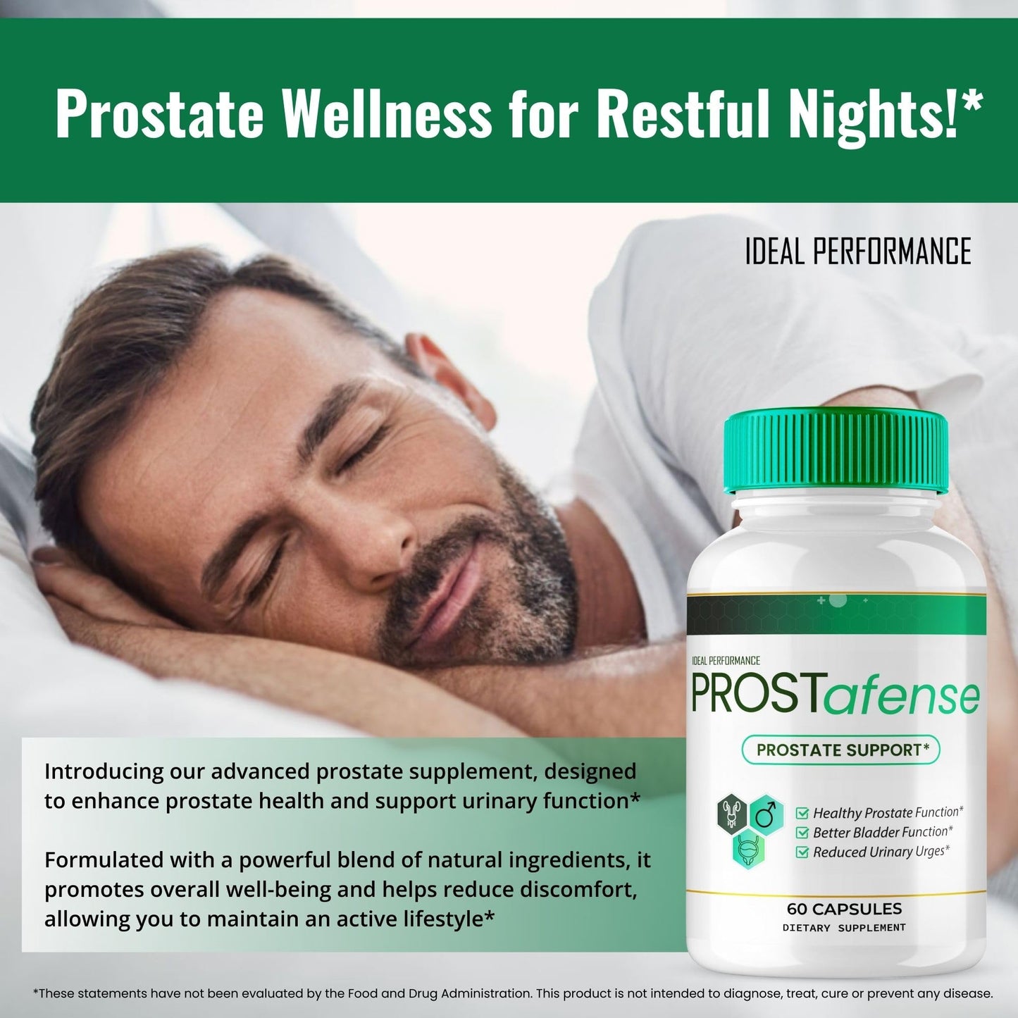 IDEAL PERFORMANCE Prostafense Prostate Health Supplements for Men Capsules, 120 Count