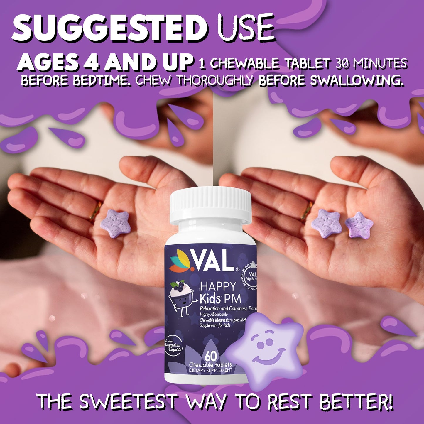 VAL Happy Kids PM Sleep Support Tablets, 60 Count