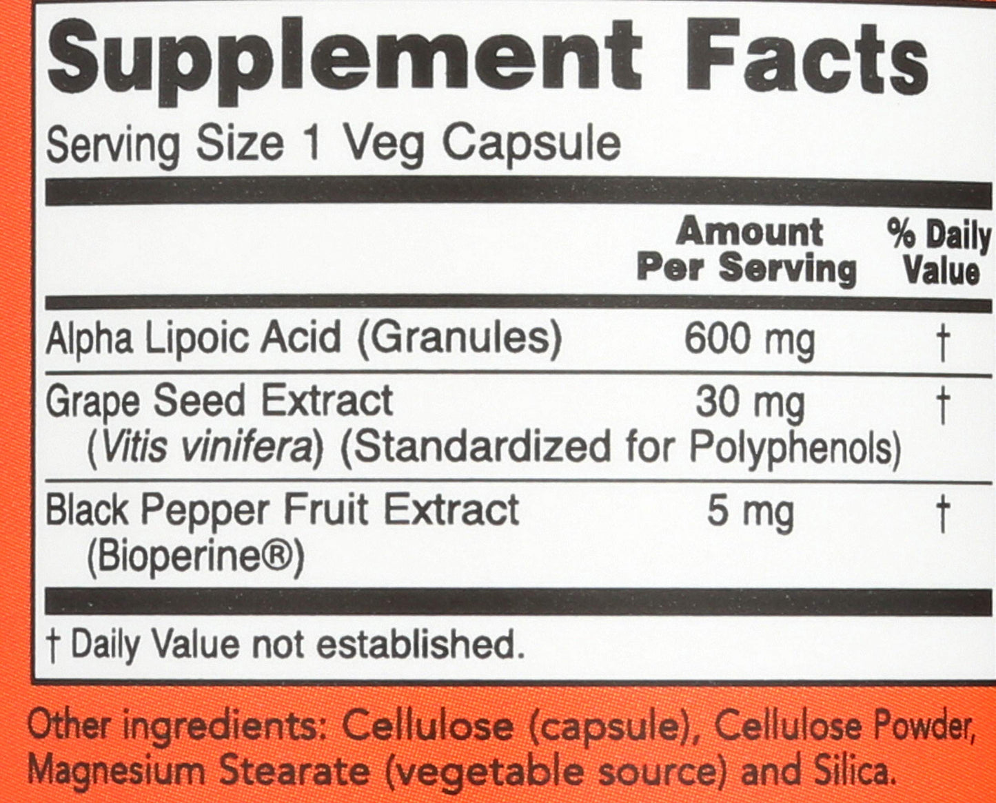 NOW Foods Alpha Lipoic Acid 600mg Capsules, 60 Count