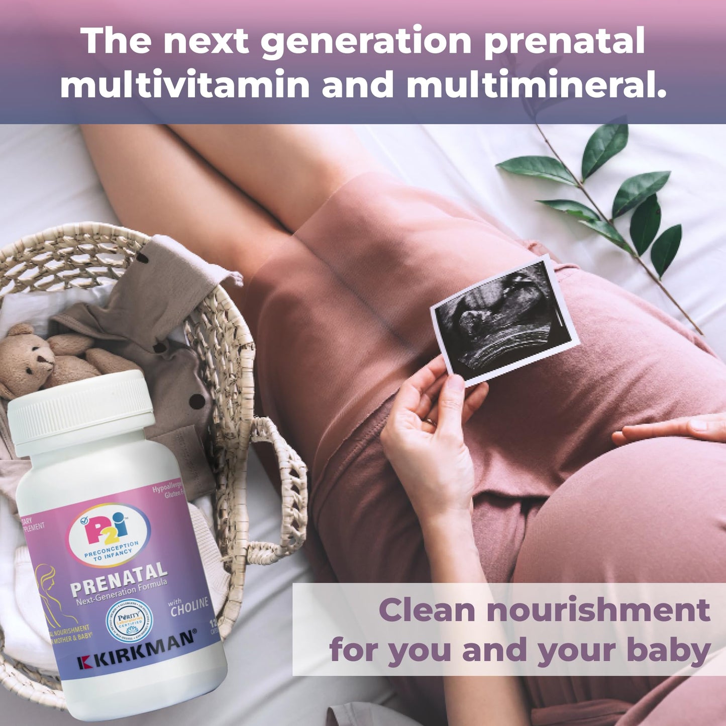 Kirkman P2i Prenatal Vitamins for Women, Multivitamin with Choline Capsules 120