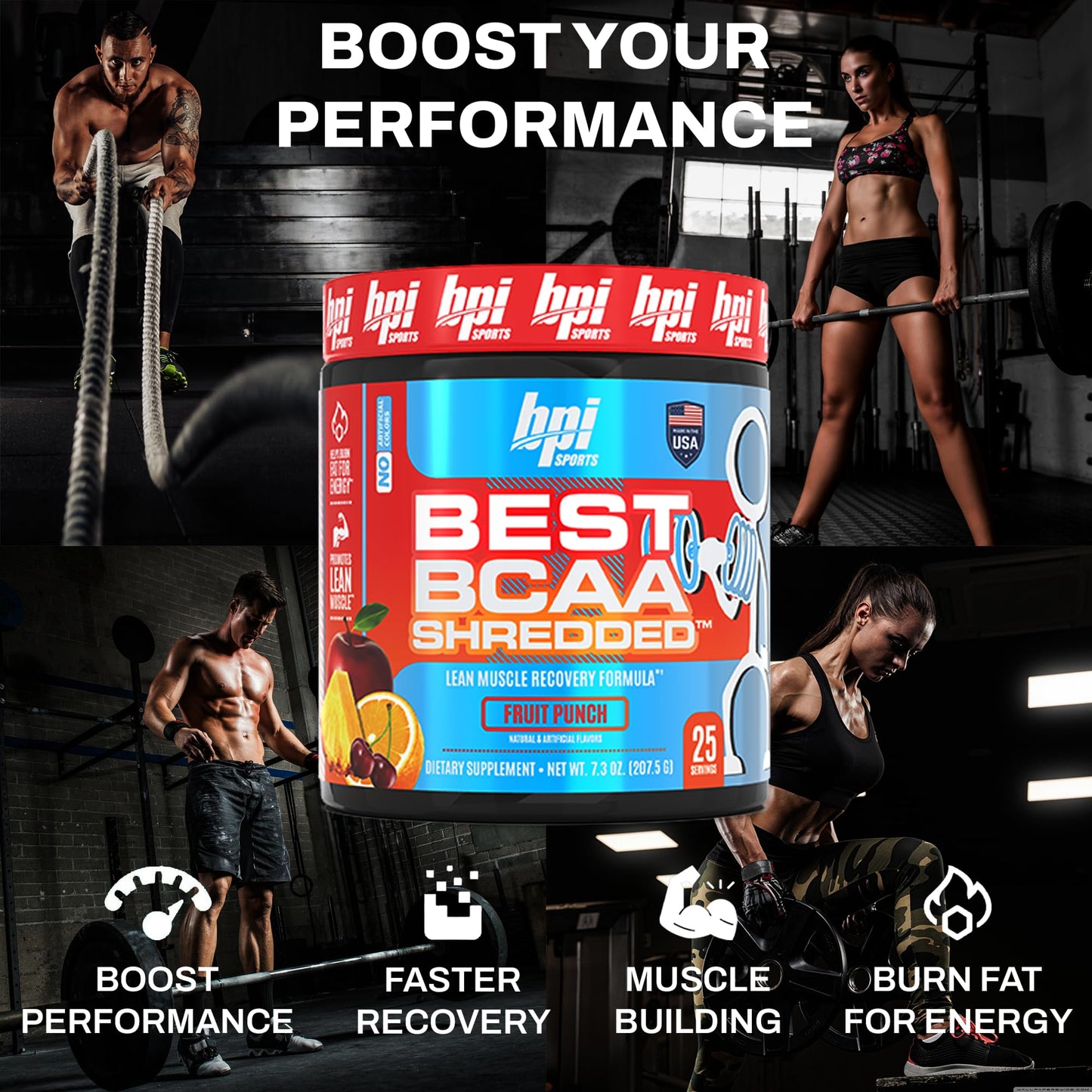 BPI Sports Best BCAA Shredded Powder, Fruit Punch, 9.7 oz
