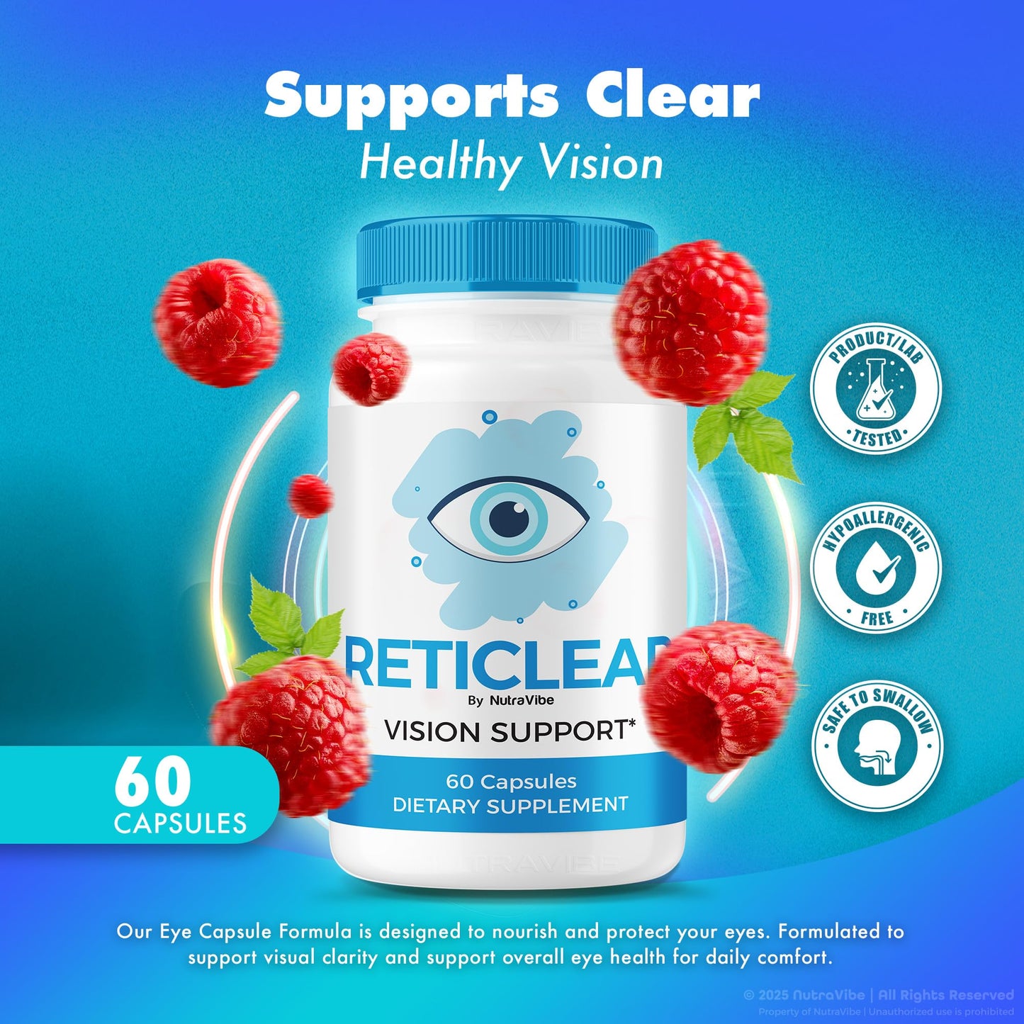 NutraVibe Reticlear Advanced Eye Support Capsule, 300 Capsules