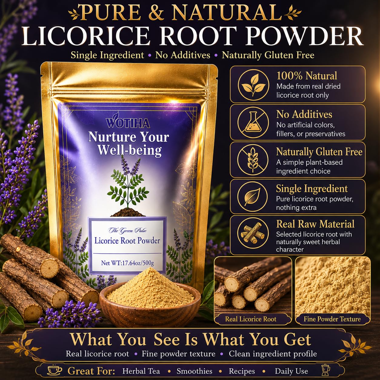 WOTIHA Licorice Root Powder 17.64 Ounce