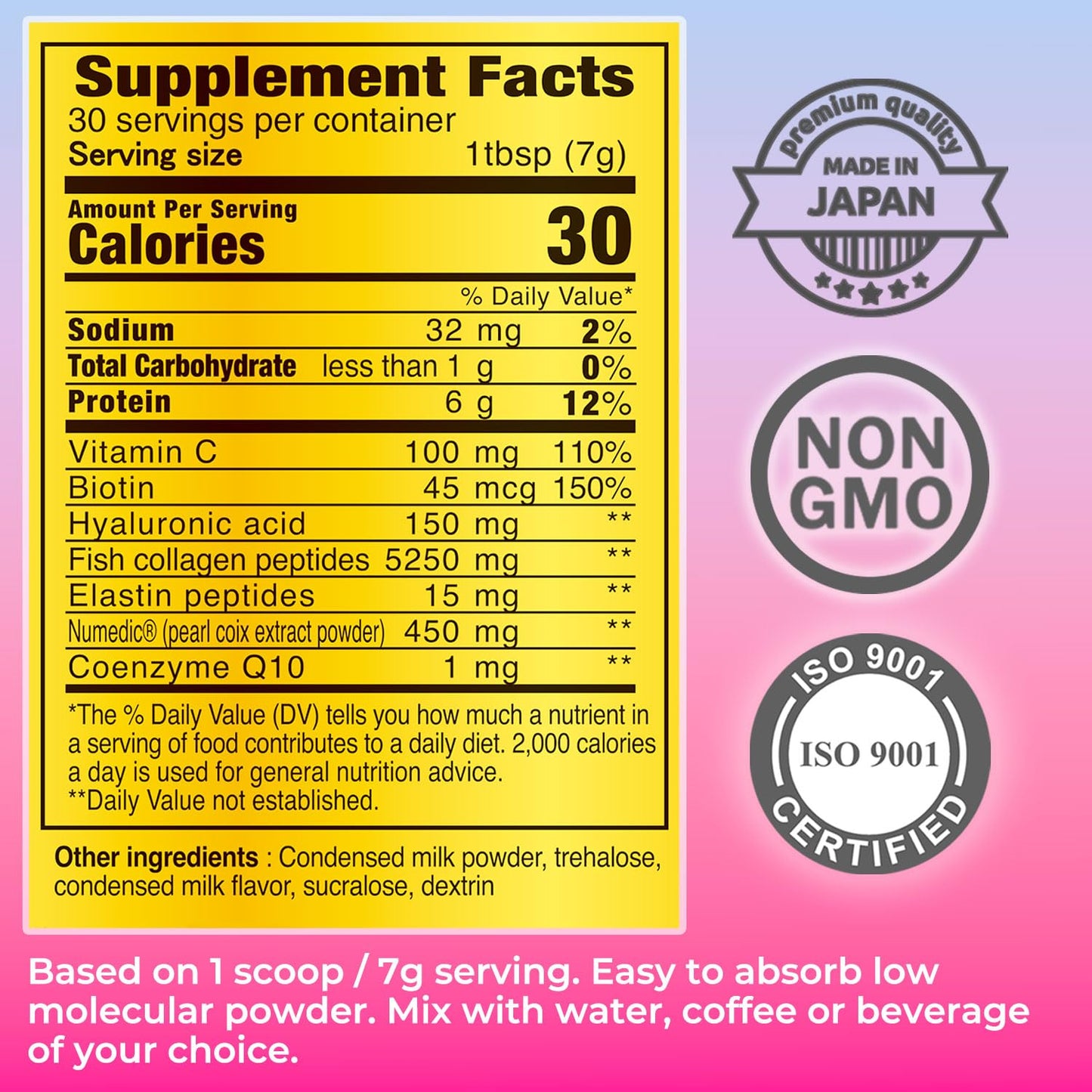 FINE JAPAN Marine Collagen Powder with Hyaluronic Acid, CoQ10 & Elastin, 3-Pack