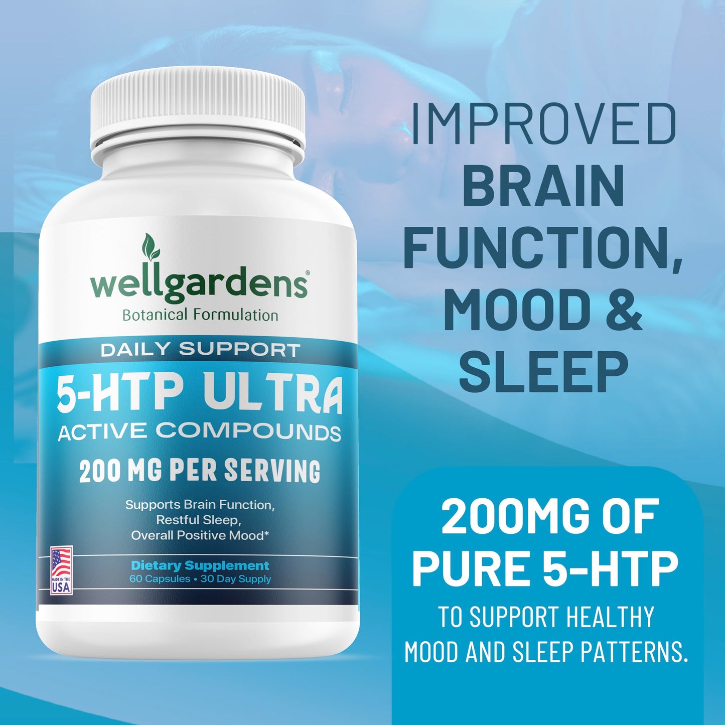 Wellgardens 5-HTP 200mg Capsules, 60 Count