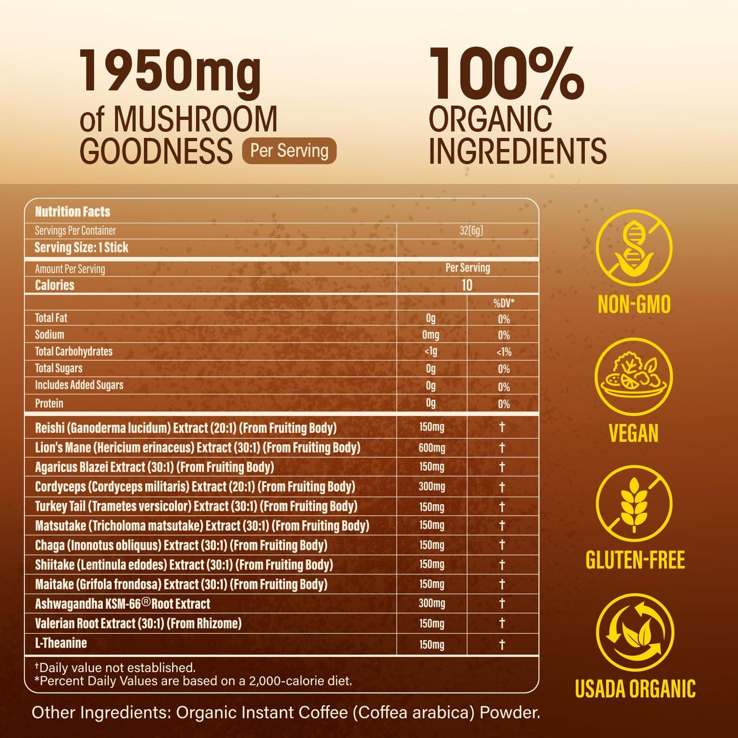 UIMISX Mushroom Coffee with Lion’s Mane & Ashwagandha Powder 6.7