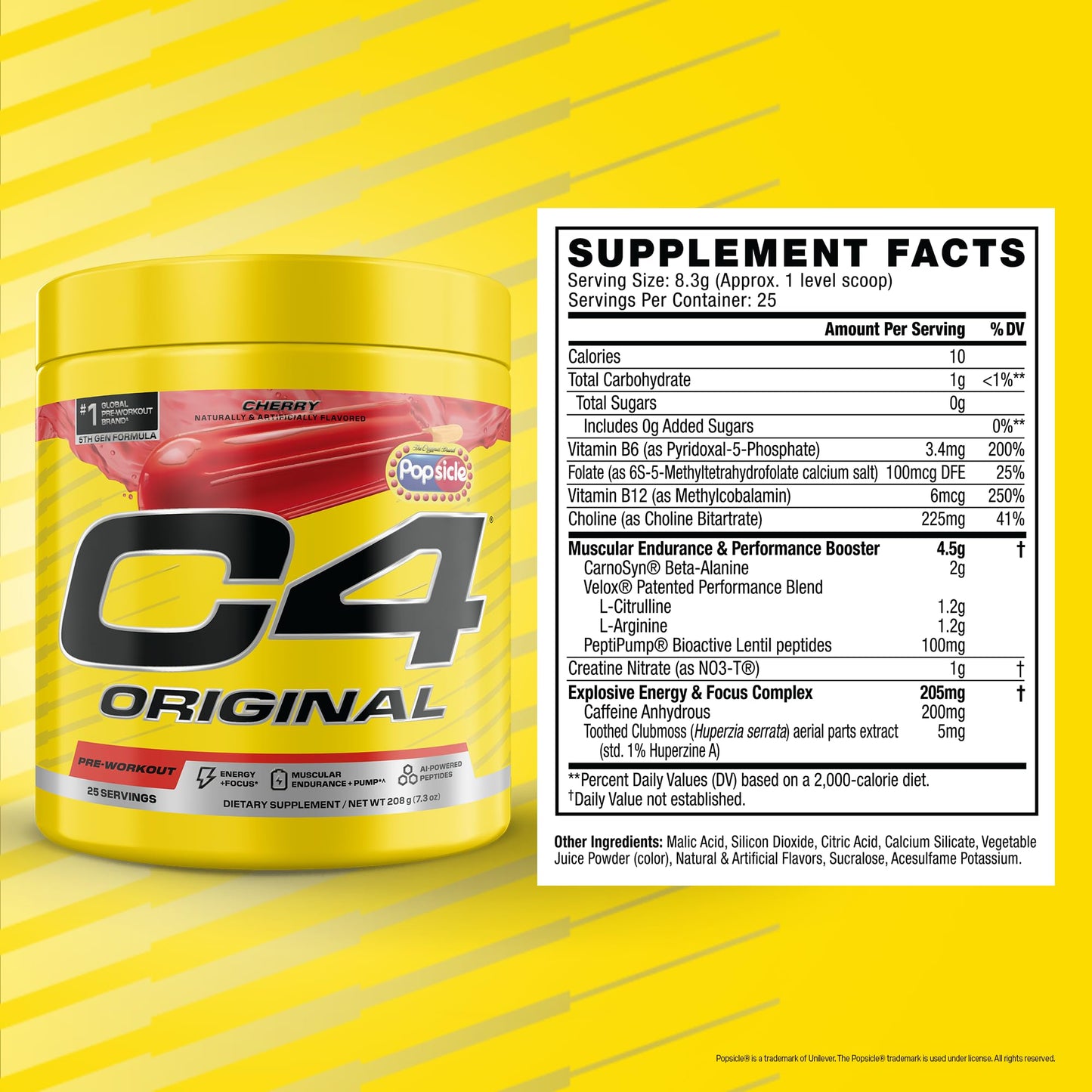C4 Cellucor C4 Original Pre Workout Popsicle Cherry Powder 7.94 Ounce